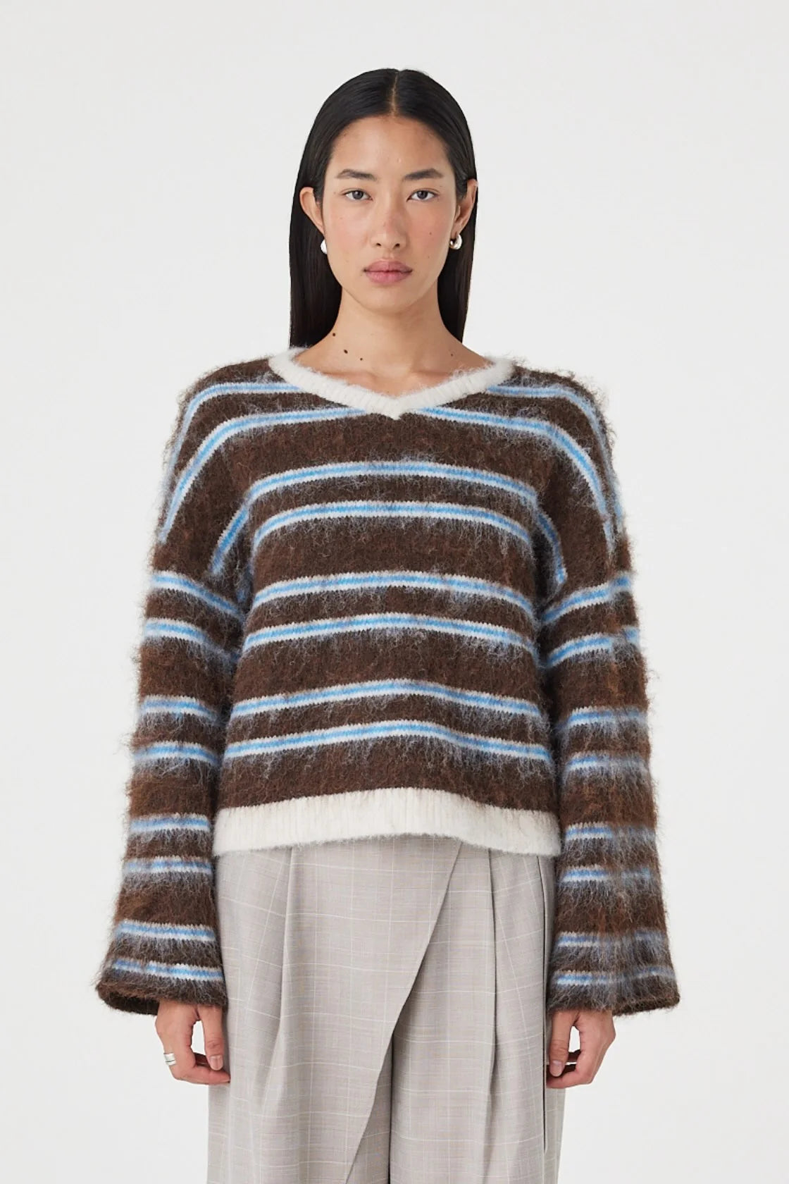 Arcaa Movement | Lucca Sweater - Espresso & Blue Stripe