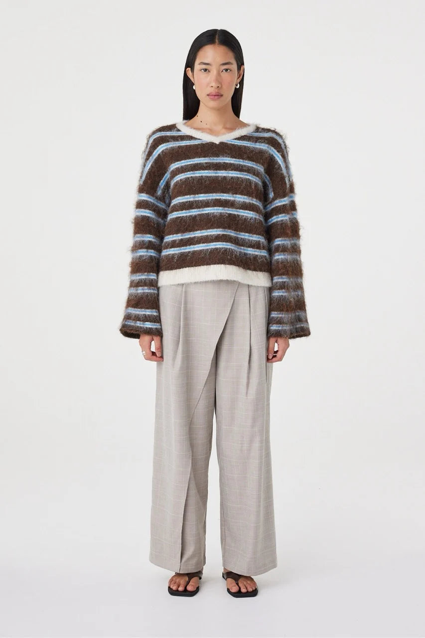 Arcaa Movement | Lucca Sweater - Espresso & Blue Stripe