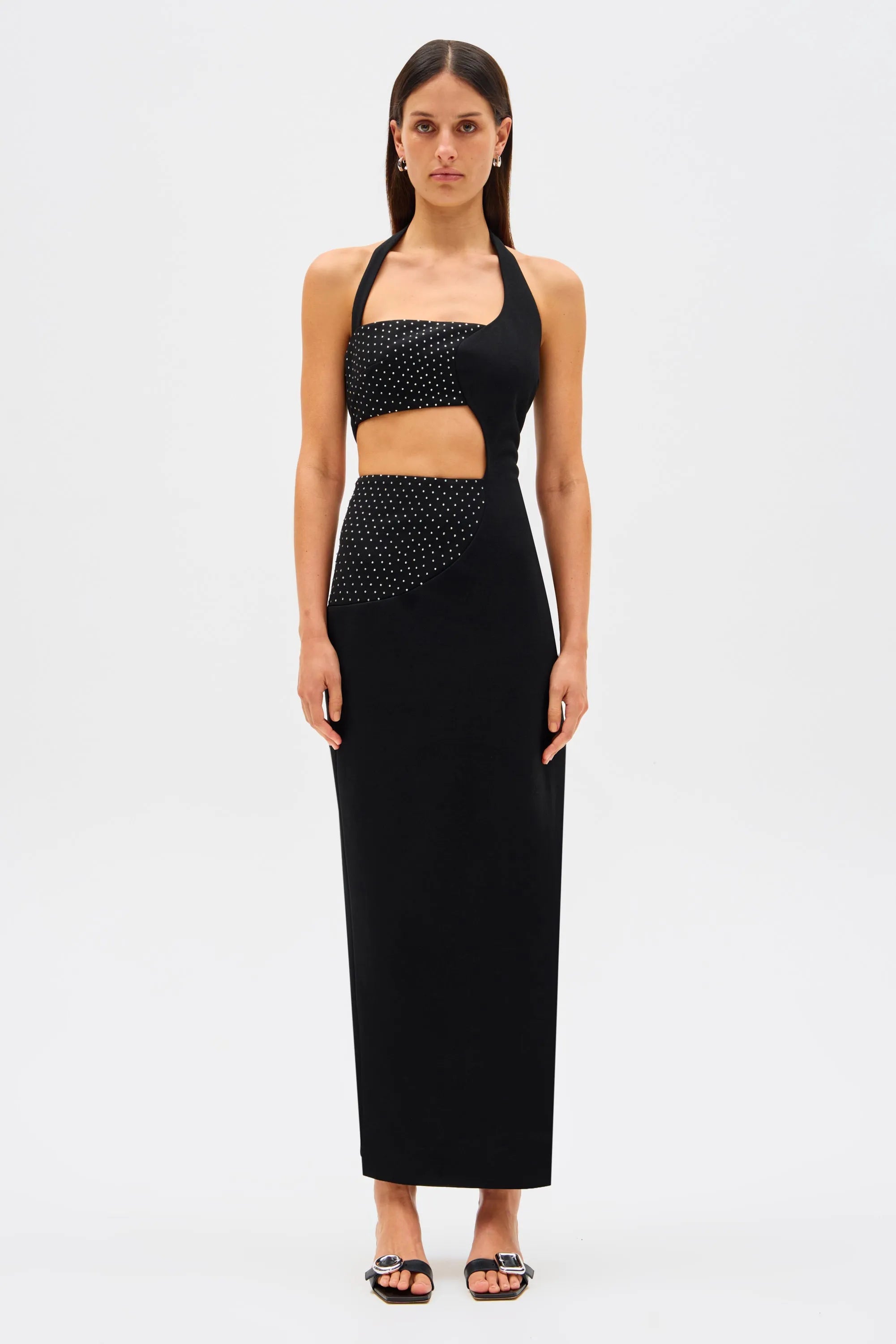 Misha | Polina Crepe & Diamanté Maxi Dress