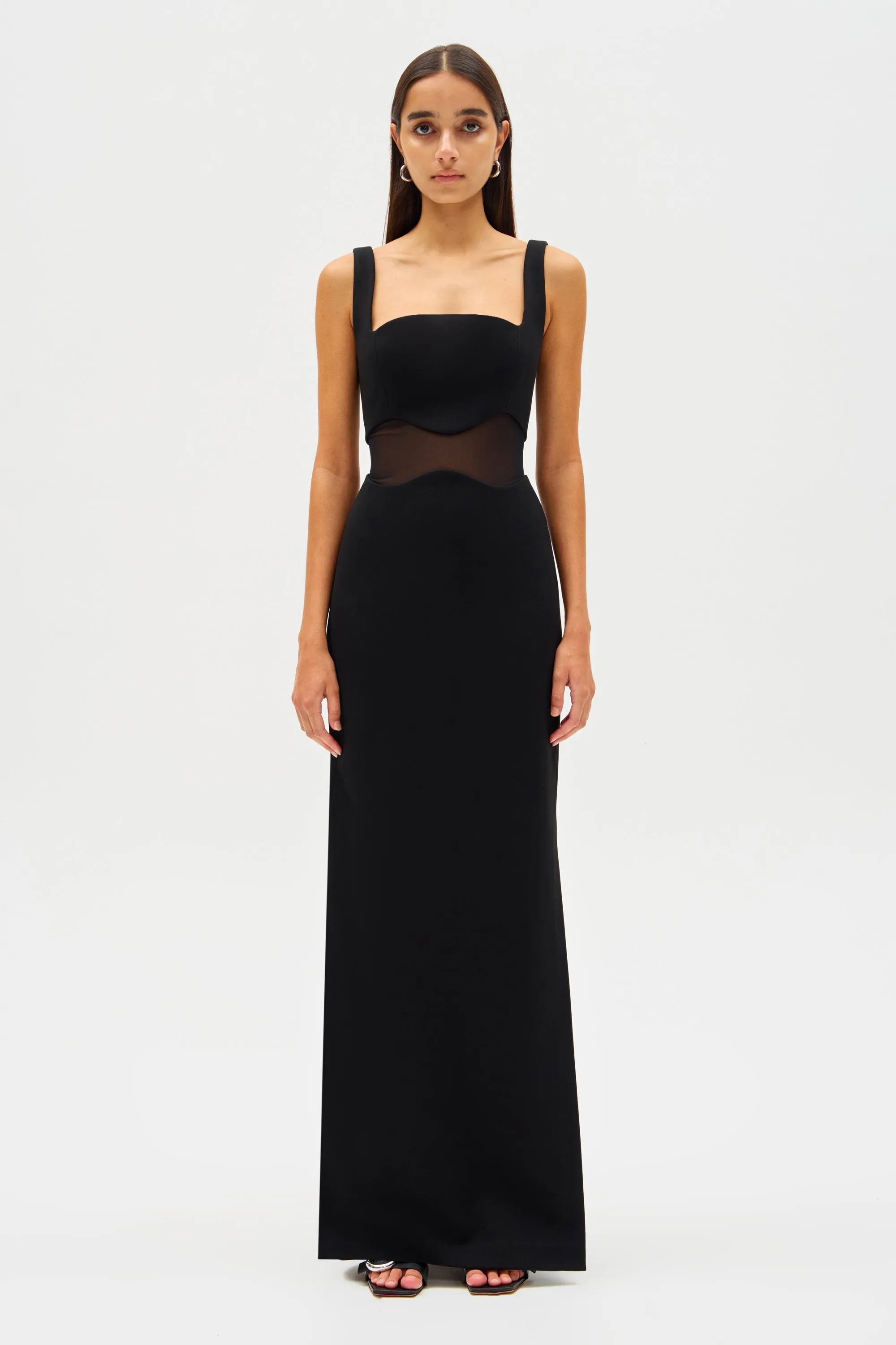 Misha | Damita Crepe & Mesh Maxi Dress