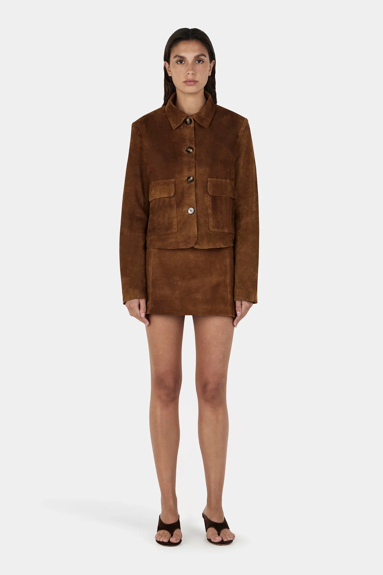 Hansen & Gretel | Tatum Mini Leather Skirt - Tan Suede