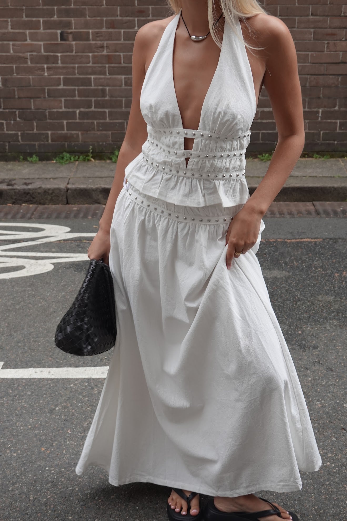 Ownley | Tabby Studded Midi Skirt - Ivory