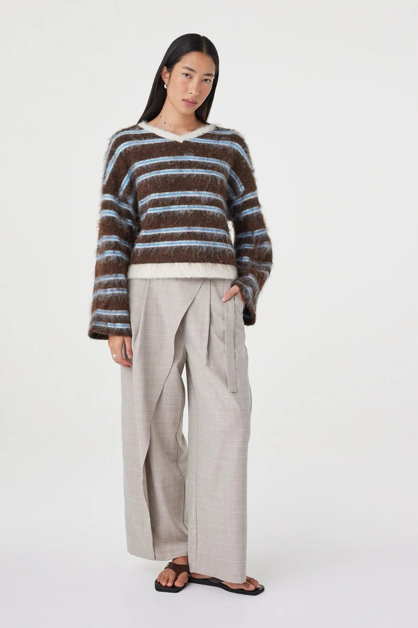 Arcaa Movement | Lucca Sweater - Espresso & Blue Stripe