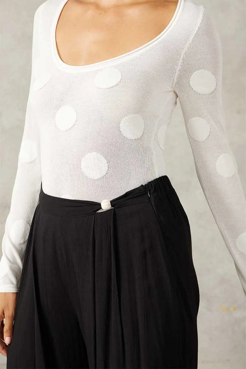 Mon Renn | Ellipsis Knit Top - Vanilla