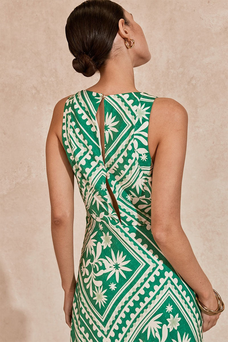 Mon Renn | Losas Midi Dress Emerald Tile