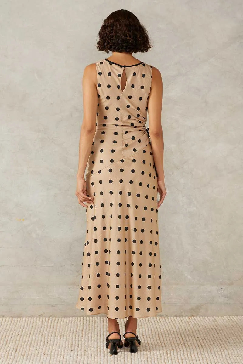 Mon Renn | Lucinda Midi Dress - Mocha Polka Dot