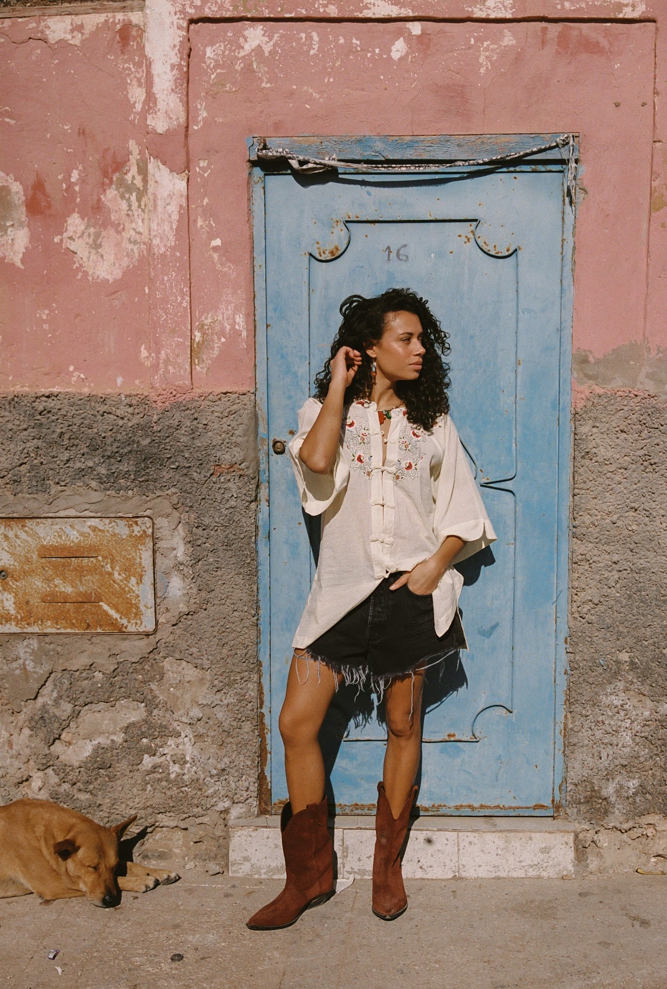 Kinga Csilla | Reka Embroidered Berry Shirt