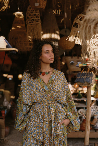 Kinga Csilla | Zoya Block Print Souvenir Kimono