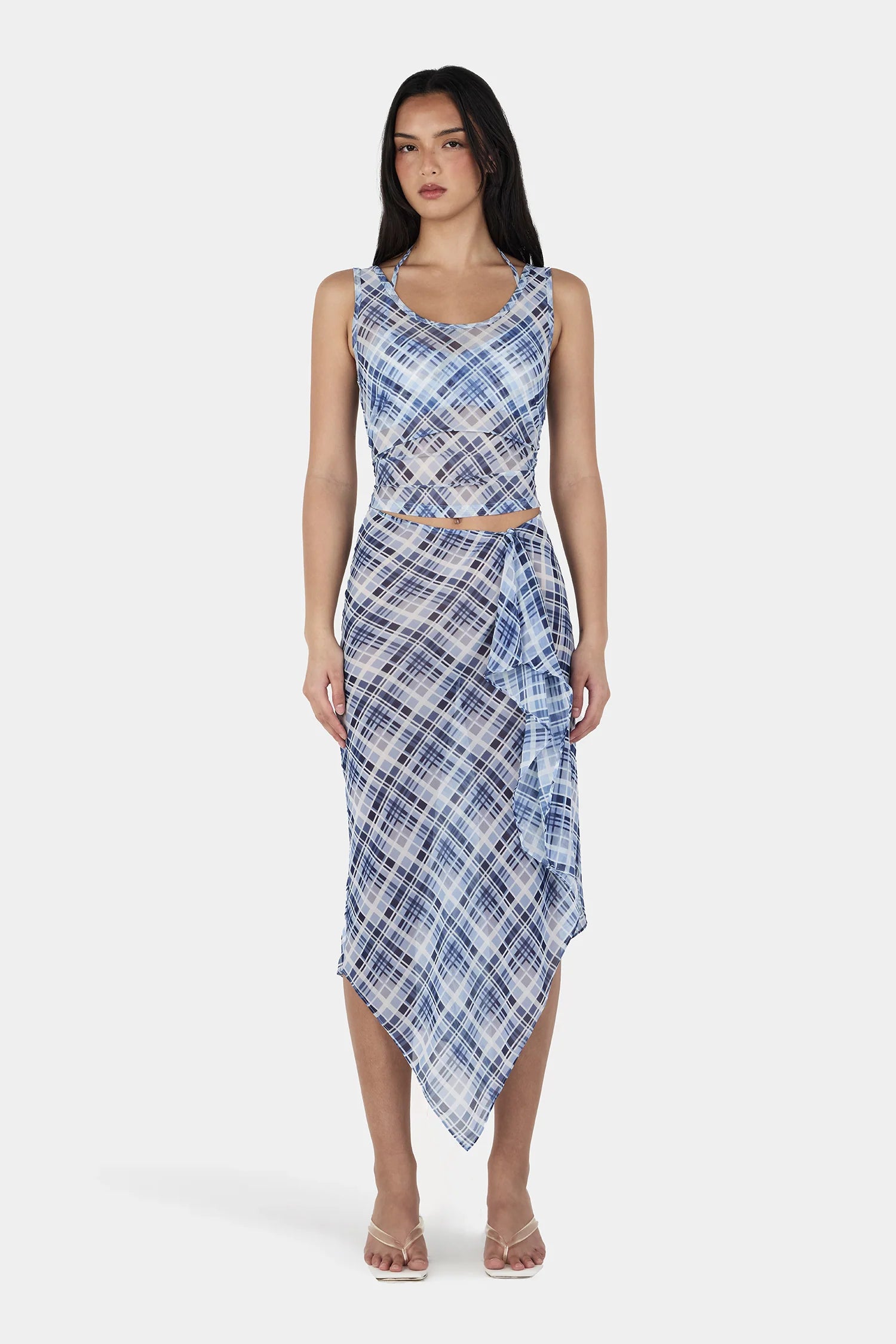 Ownley | London Wrap Skirt - Sky Plaid
