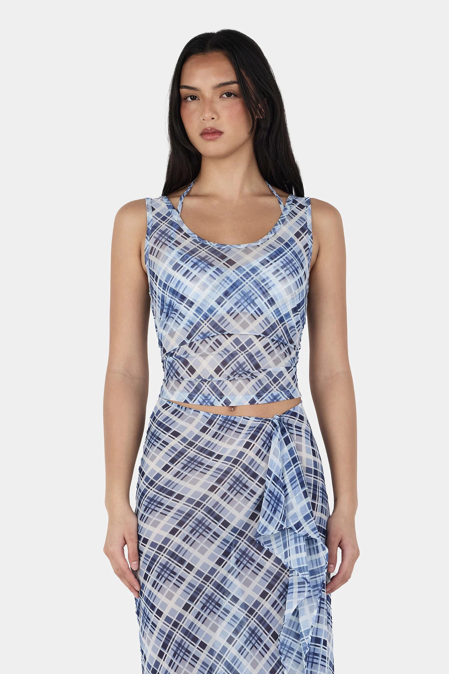 Ownley | Natalia Layer Tank - Sky Plaid