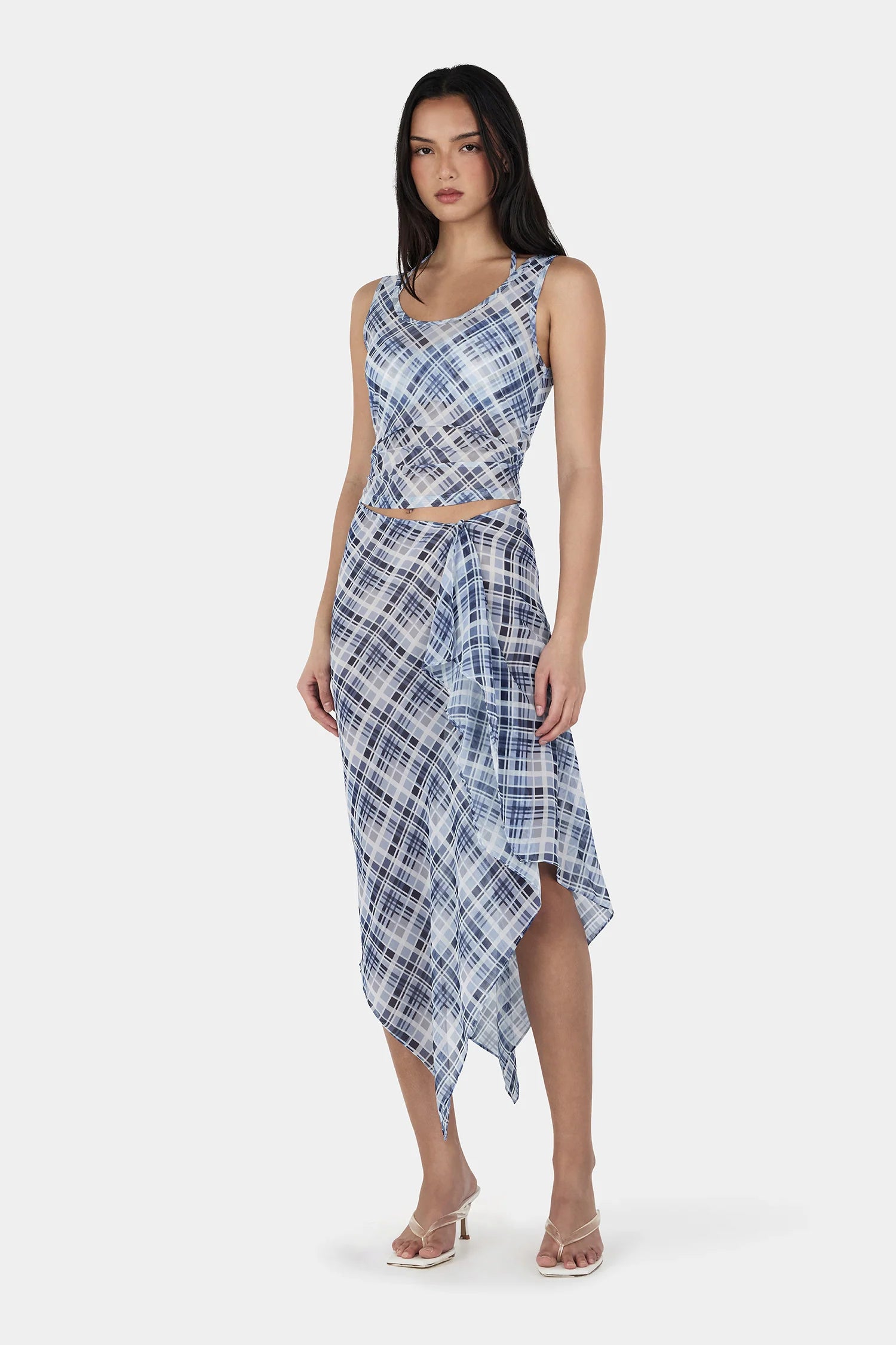 Ownley | London Wrap Skirt - Sky Plaid