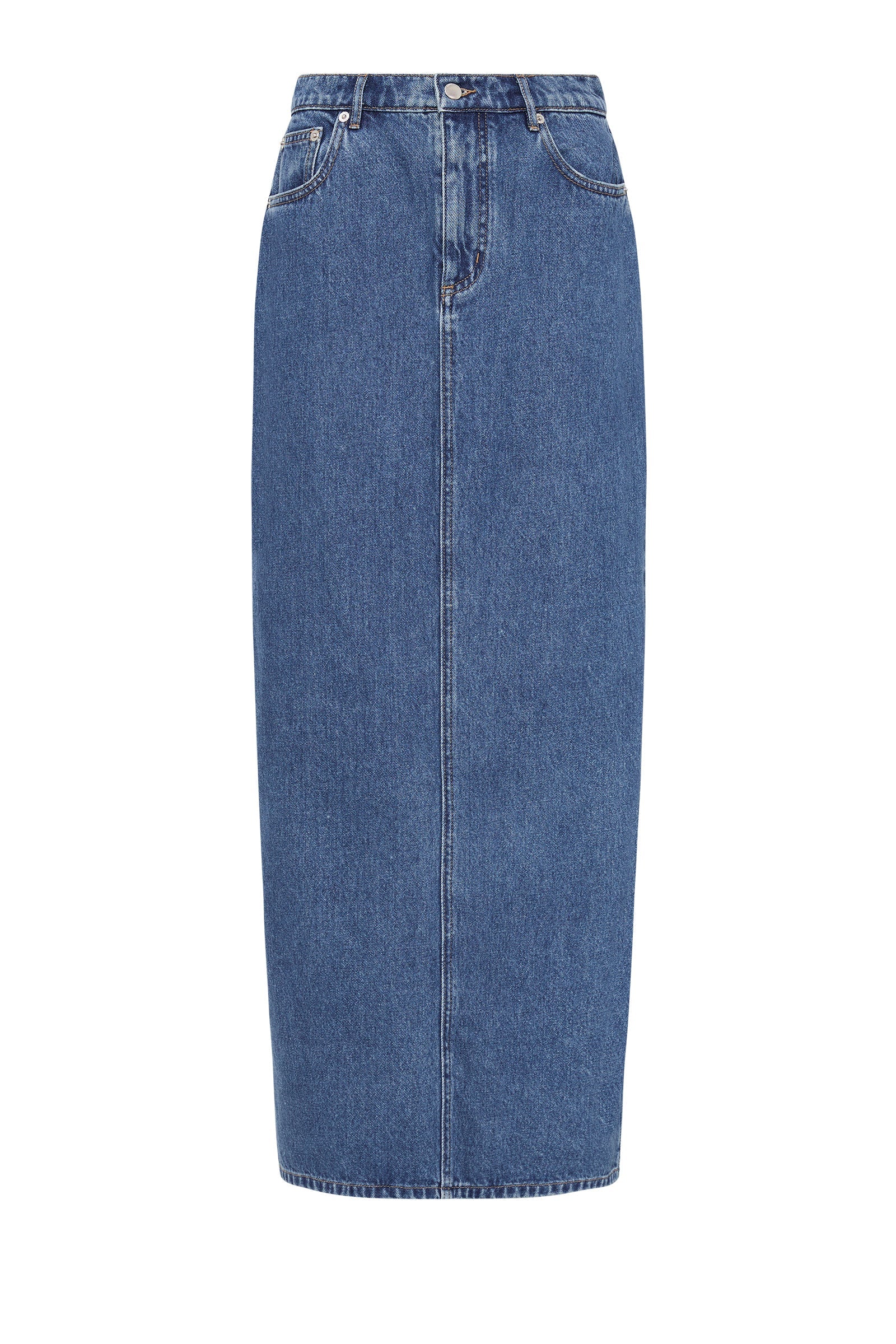 Organic Denim Maxi Skirt - Vintage Blue