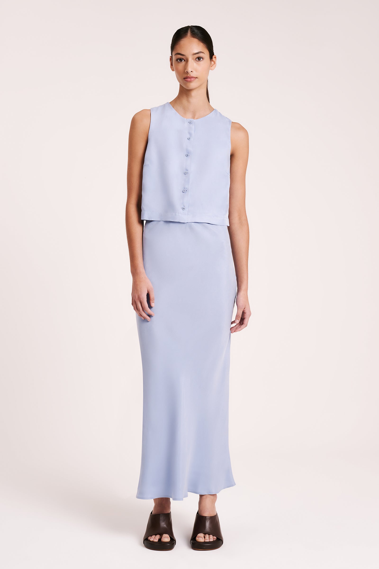 Nude Lucy | Ines Cupro Skirt - Mineral Blue