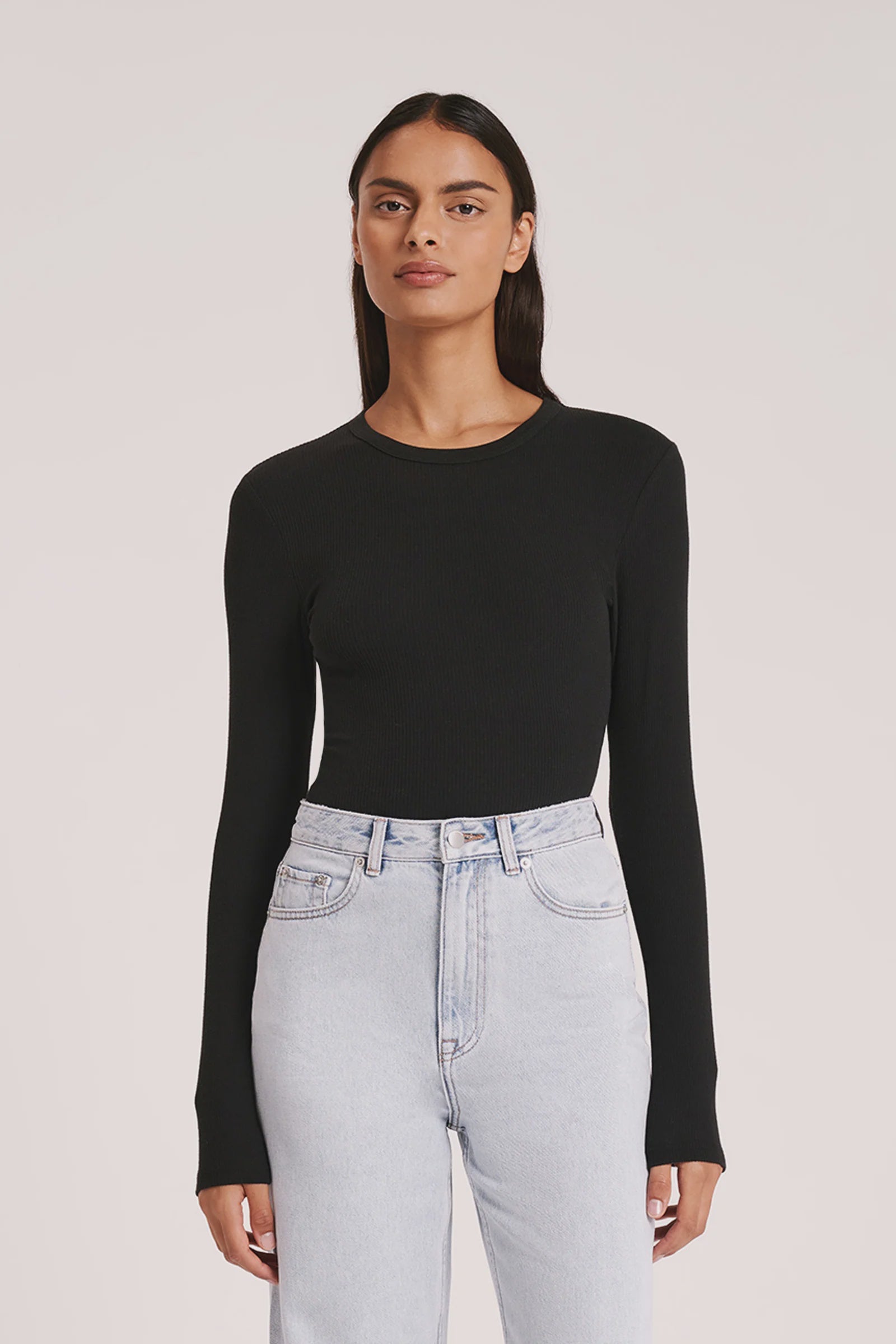 Ls- nude imagesize:princes  Nude Lucy | Organic Rib LS Tee - Black