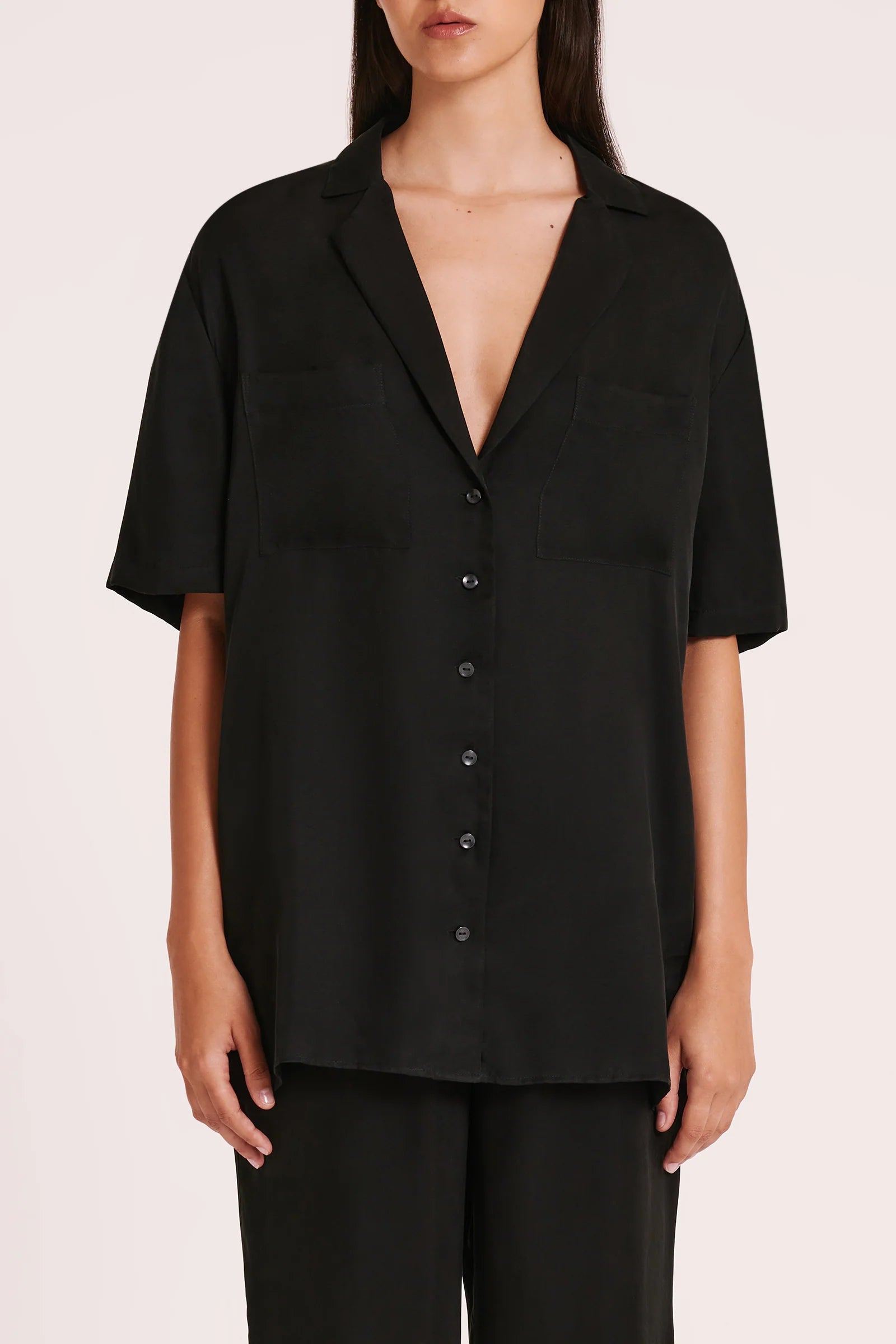 Nude Lucy | Lucia Cupro Shirt - Black