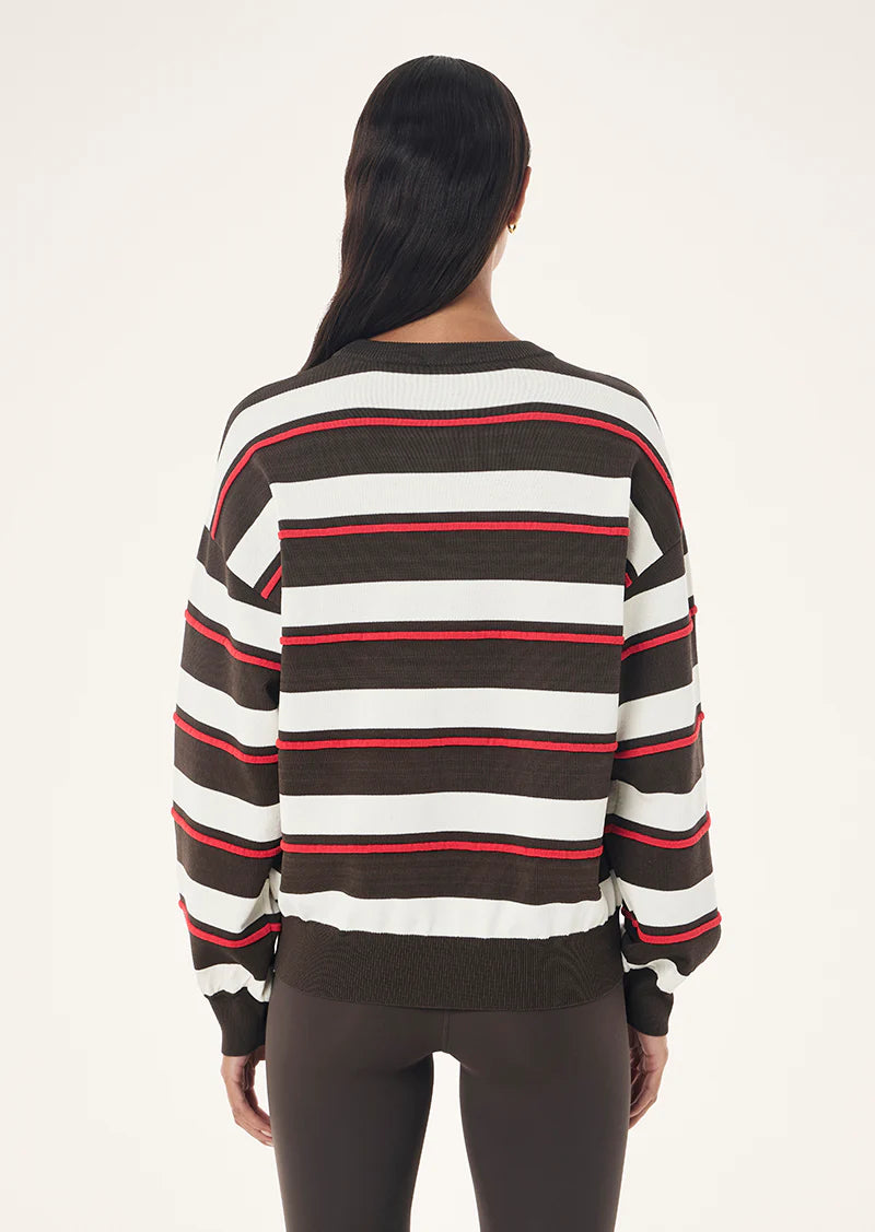 PE Nation | Retreat Stripe Sweater - Dark Olive Stripe