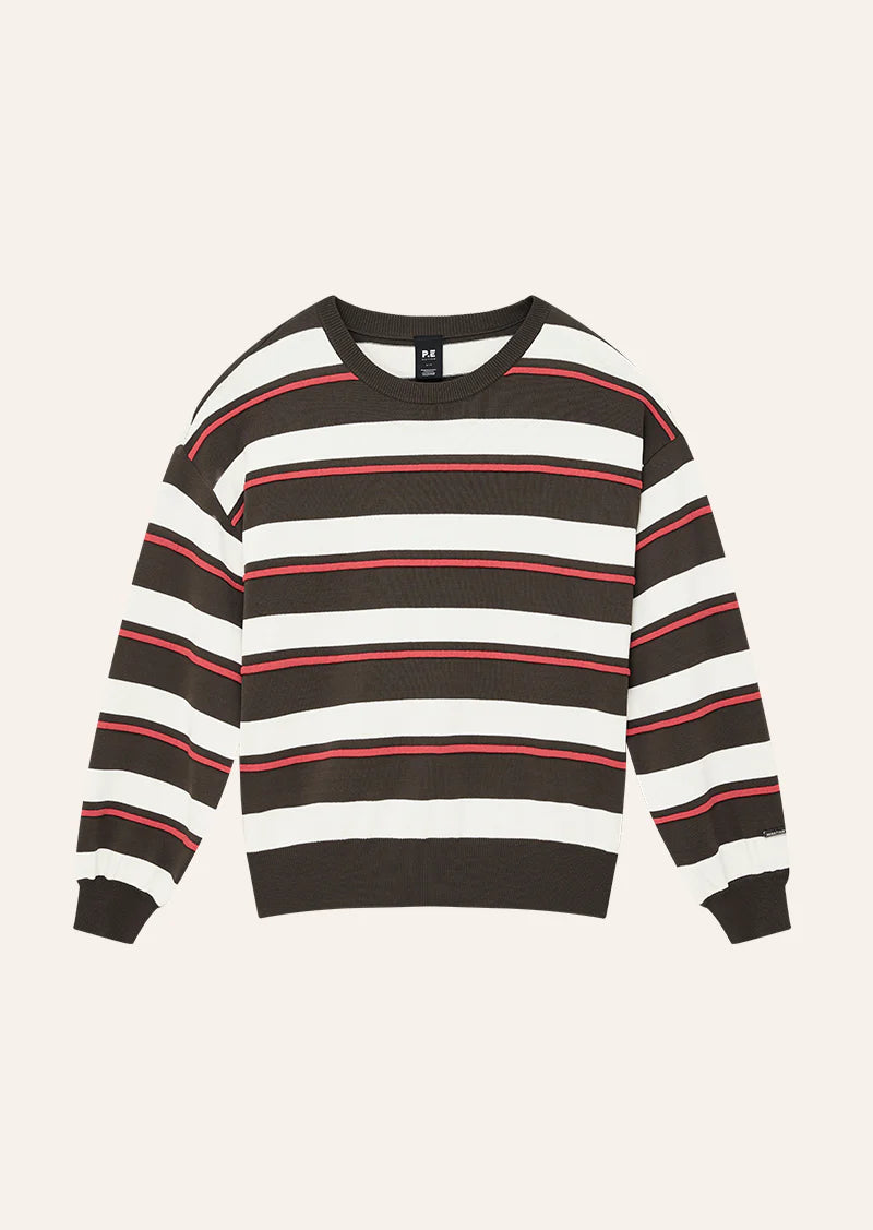 PE Nation | Retreat Stripe Sweater - Dark Olive Stripe