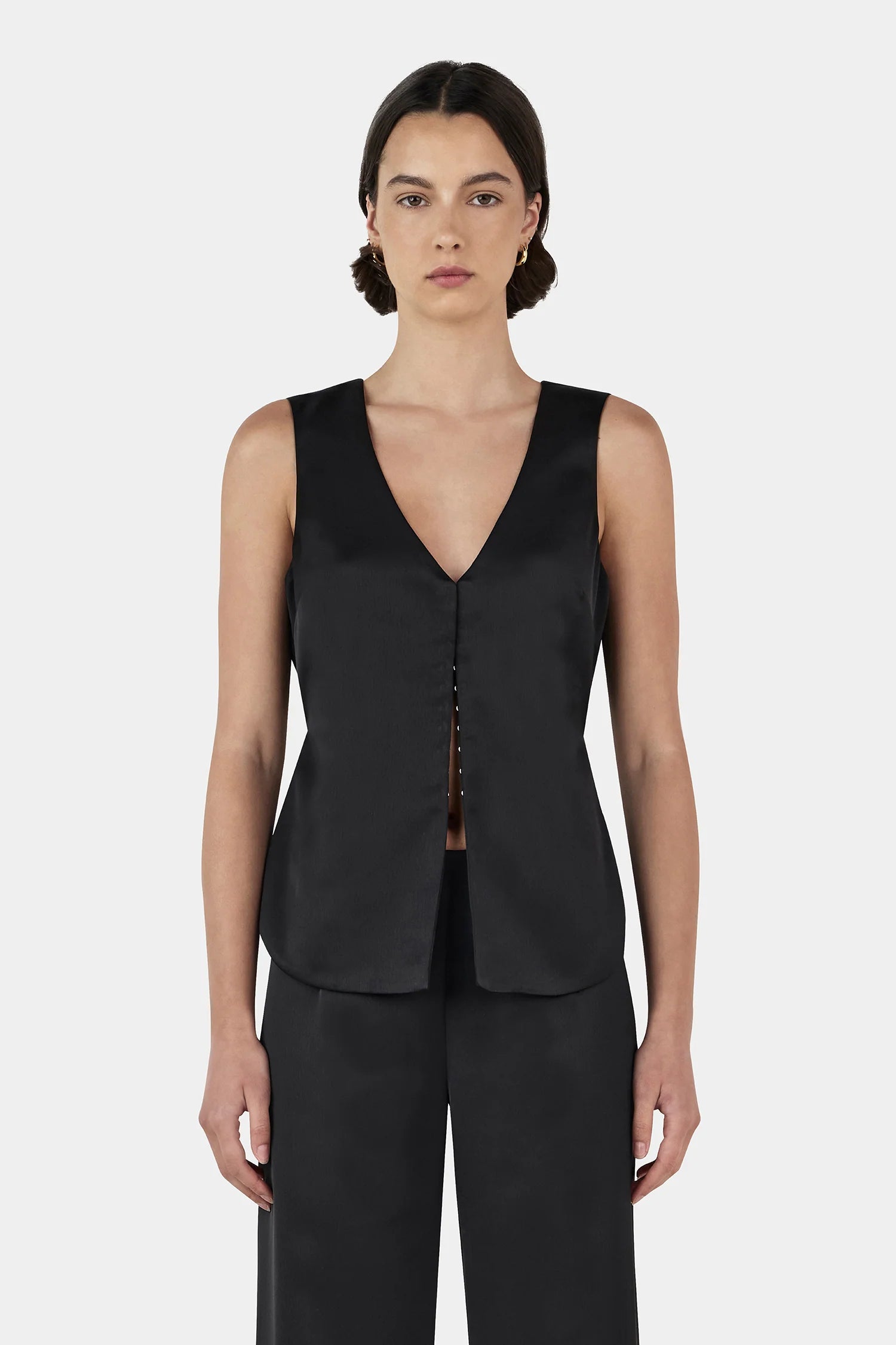 Hansen & Gretel | Rey Satin Vest - Black