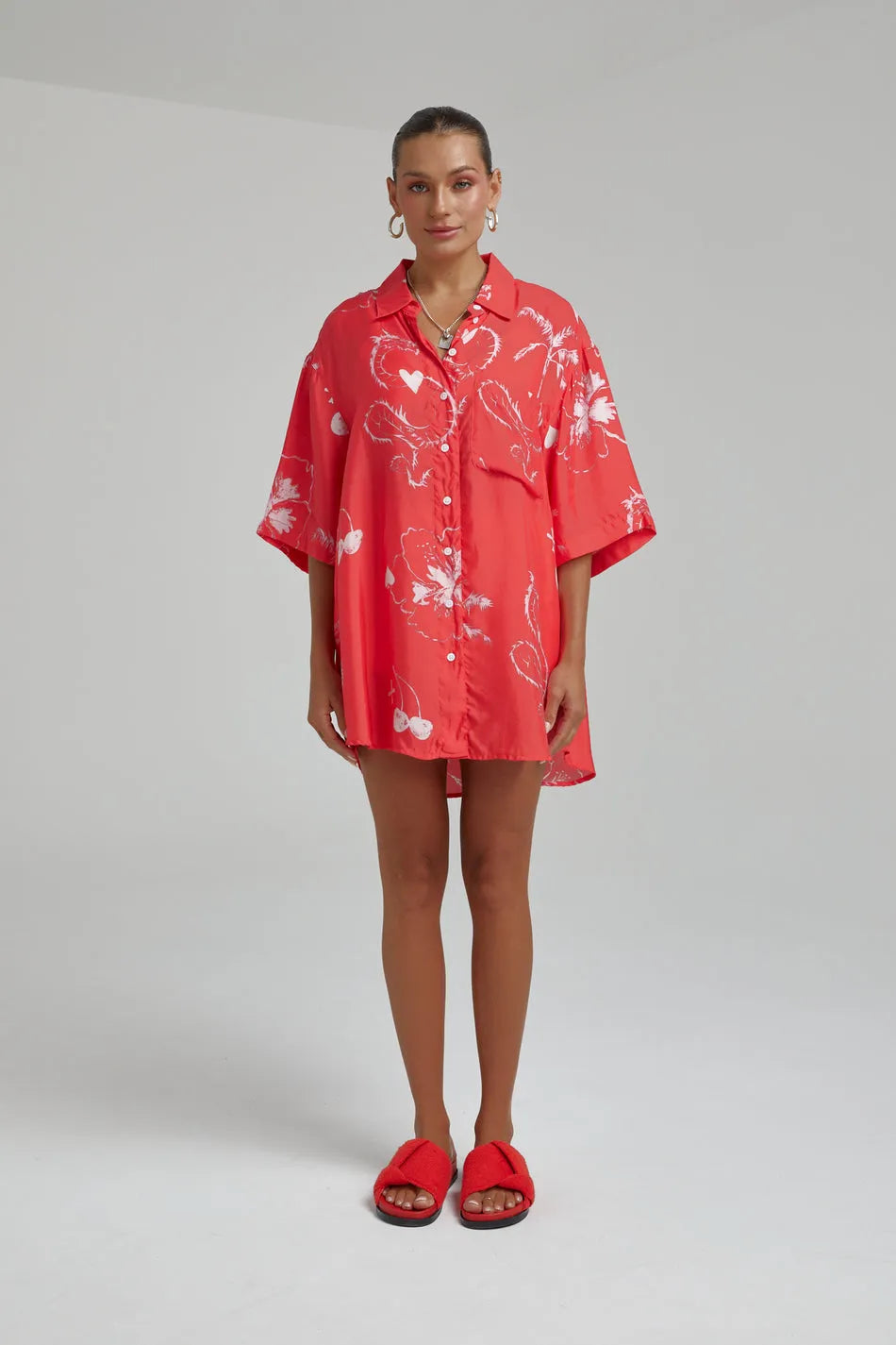 Summi Summi | Cupro Big Shirt - Red Dragon Of Hearts