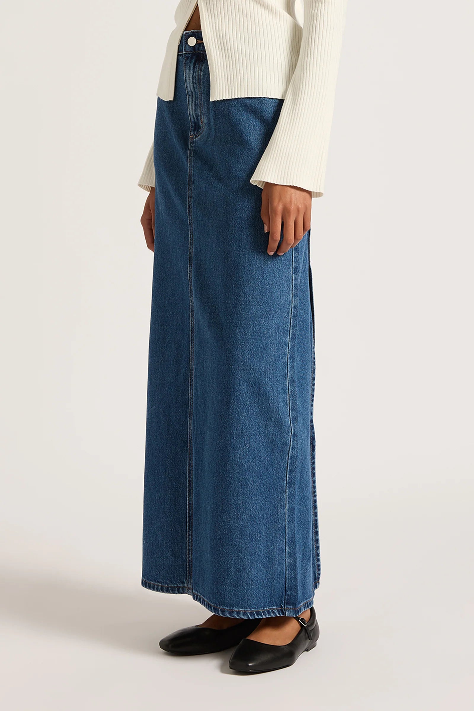 Organic Denim Maxi Skirt - Vintage Blue