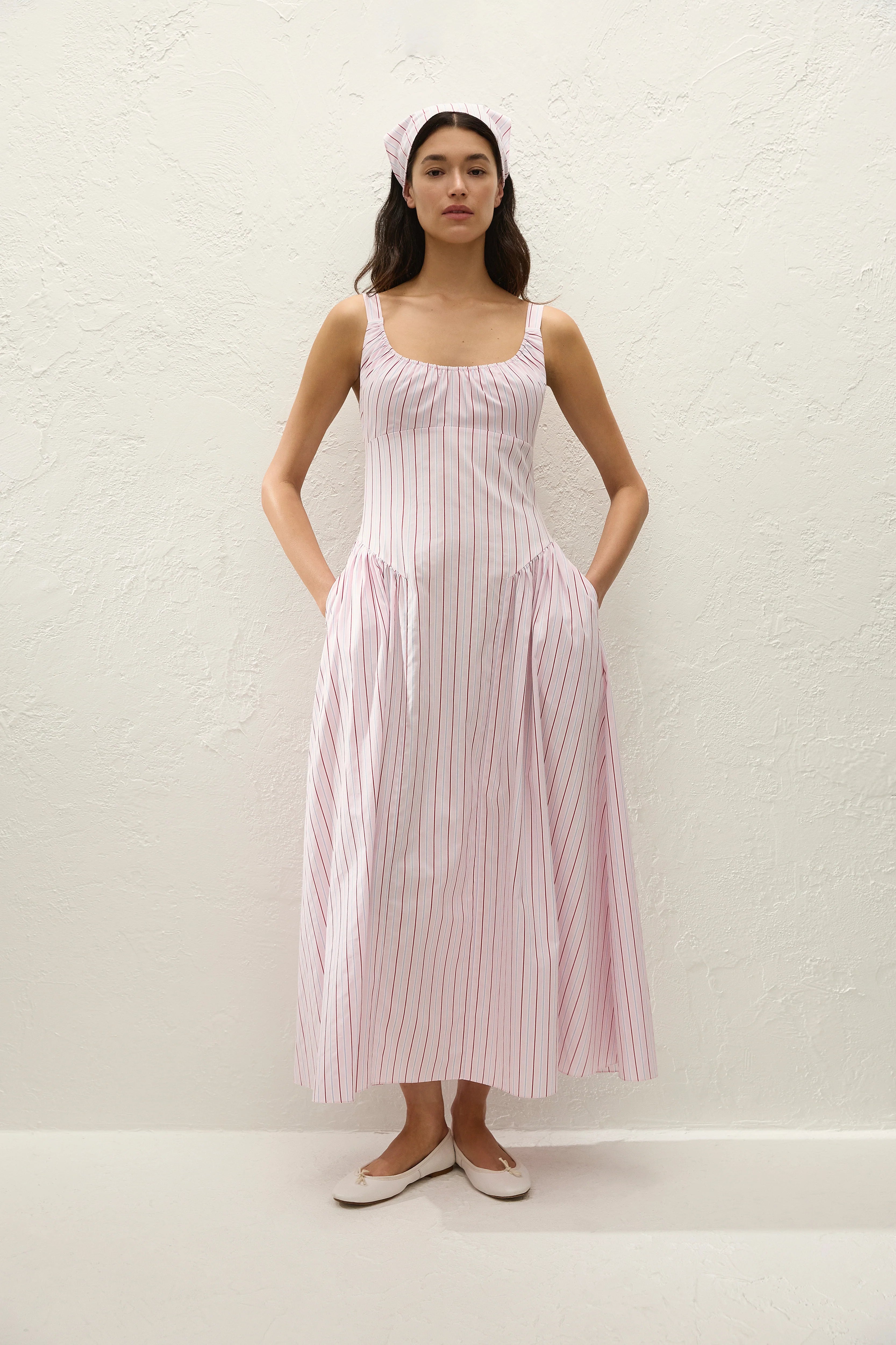 Faithfull The Brand | Marcella Midi Dress - Fiori Stripe Palazzo
