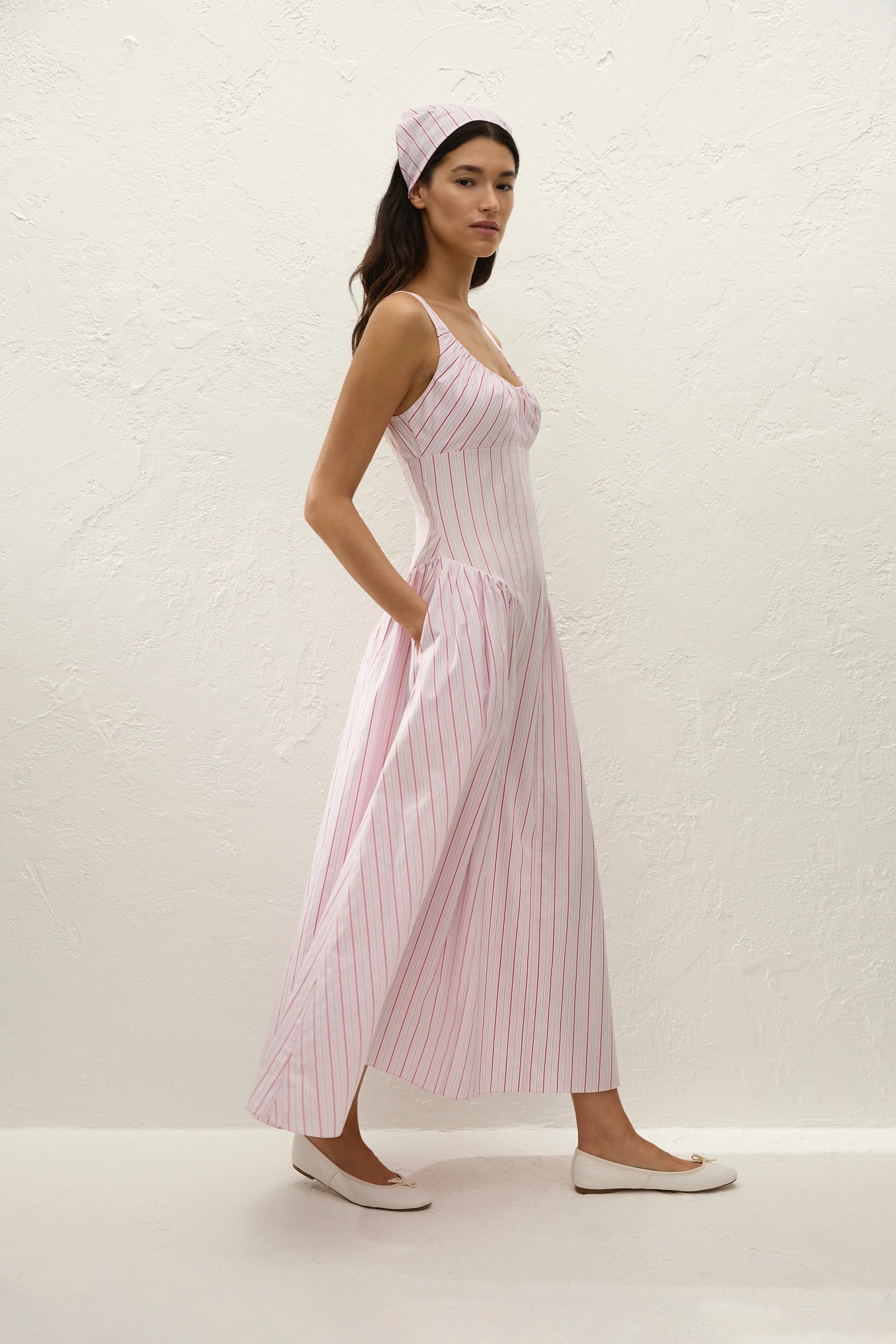 Faithfull The Brand | Marcella Midi Dress - Fiori Stripe Palazzo