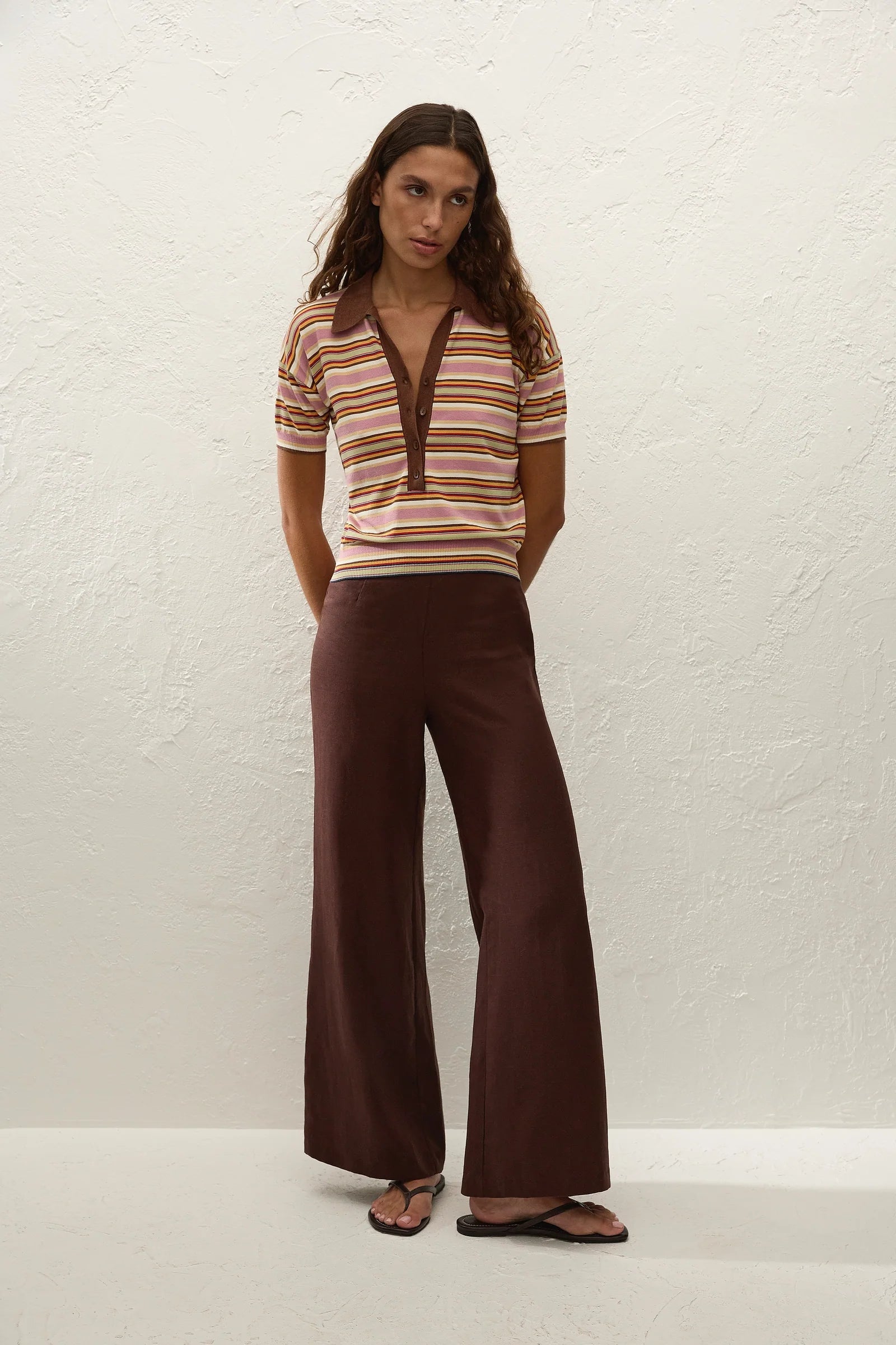 Faithfull The Brand | Sable Polo Shirt - Luis Stripe Dusty Mauve