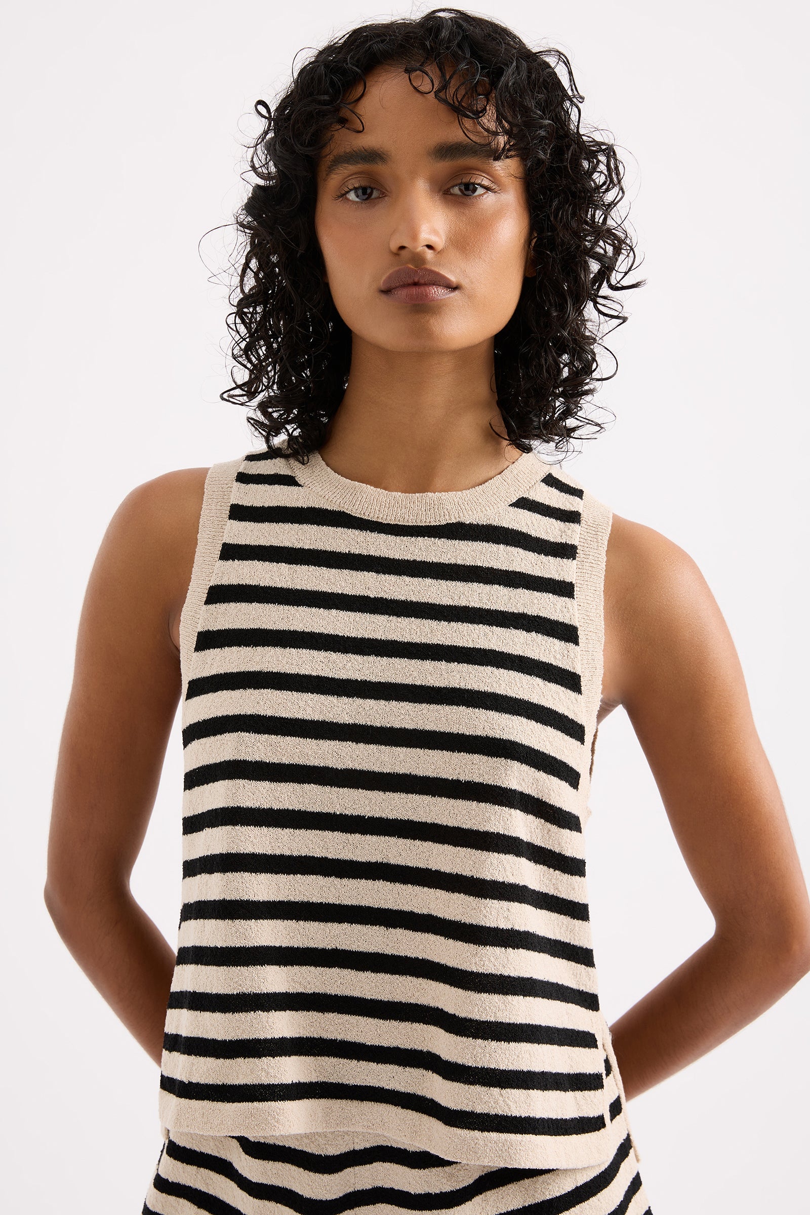 Nude Lucy | Kayda Knit Tank - Black Stripe