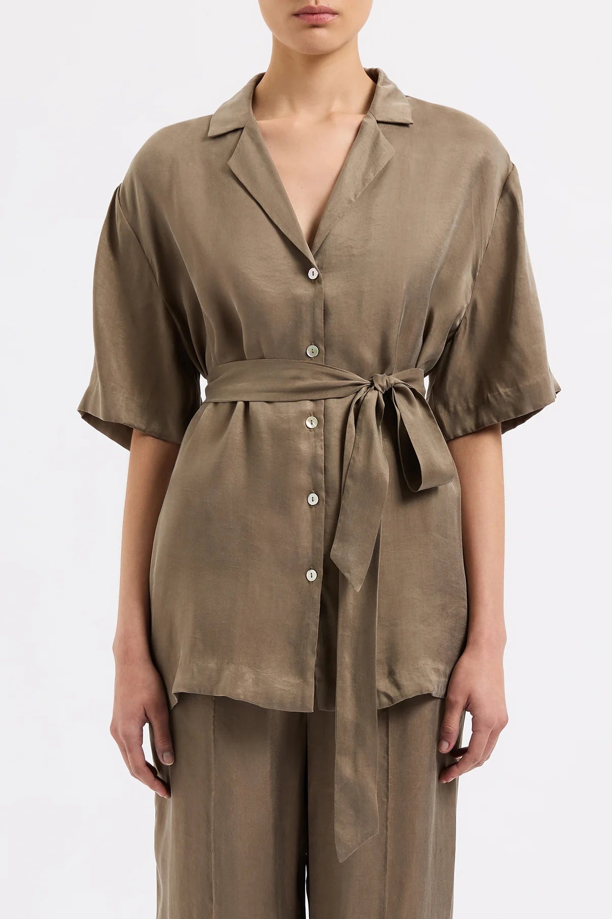 Nude Lucy | Seshni Tencel Shirt - Chestnut