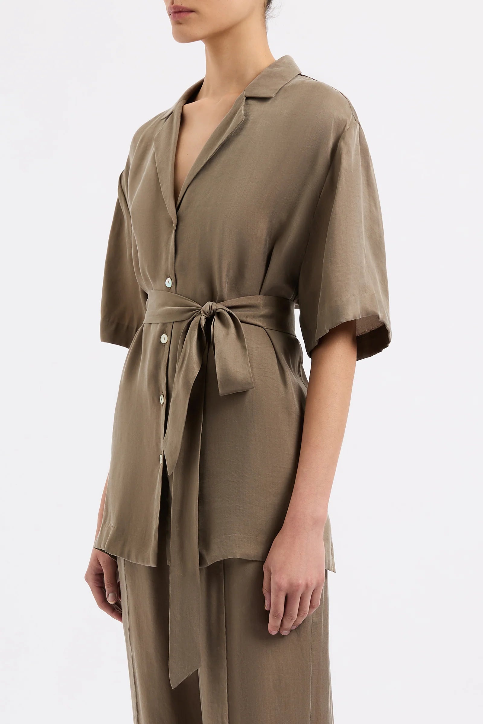 Nude Lucy | Seshni Tencel Shirt - Chestnut