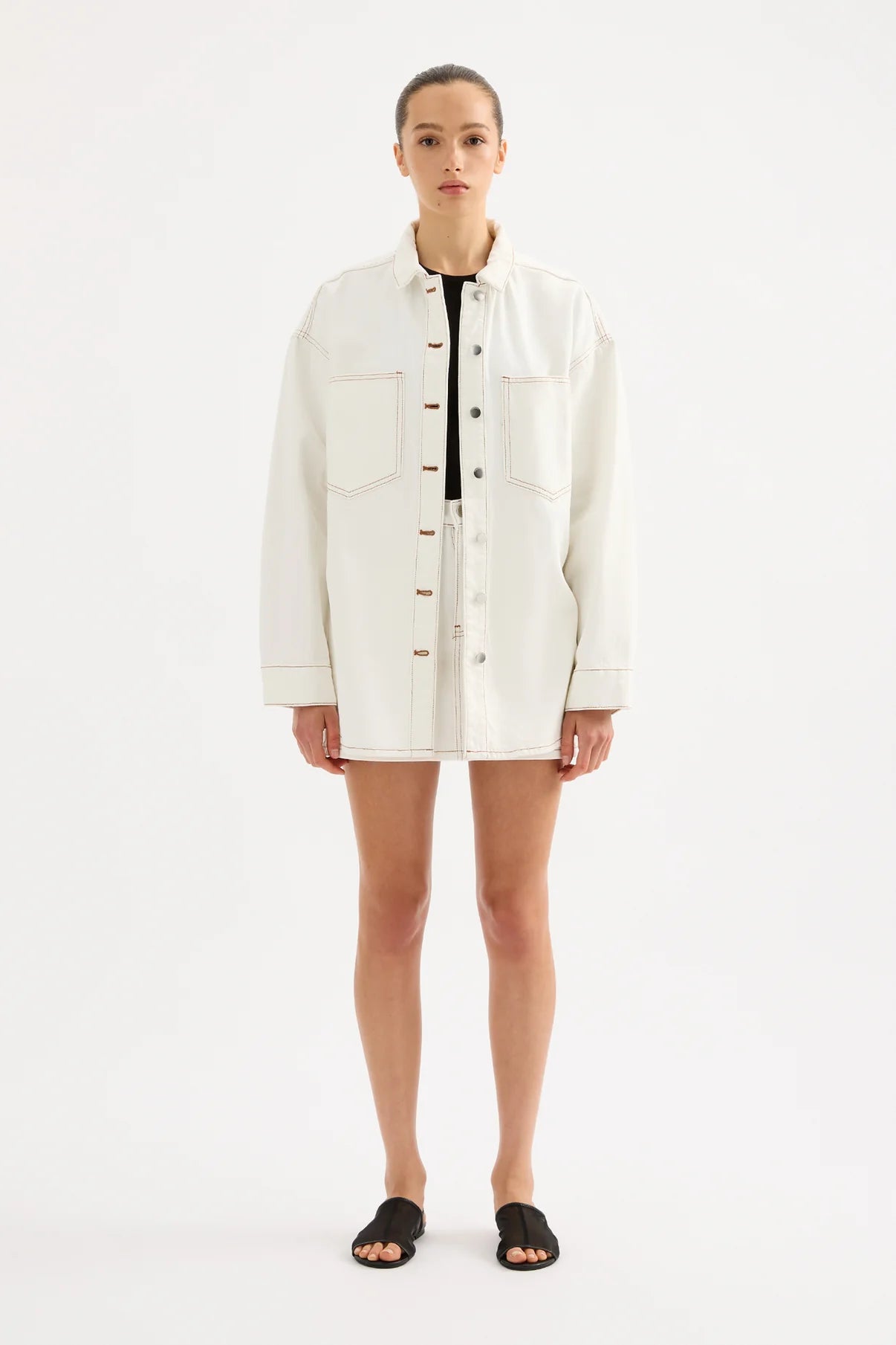 Nude Lucy | Organic Denim Overshirt - Salt