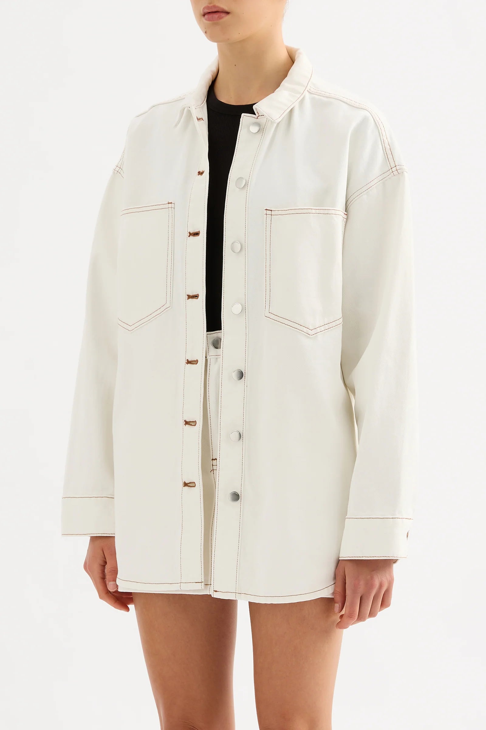 Nude Lucy | Organic Denim Overshirt - Salt