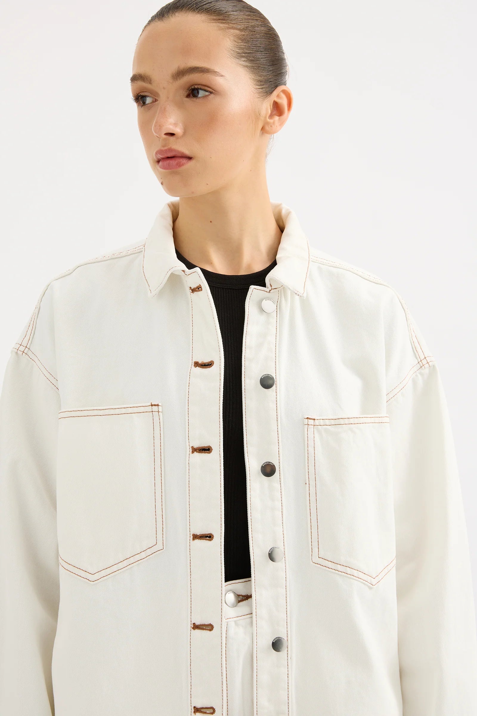 Nude Lucy | Organic Denim Overshirt - Salt