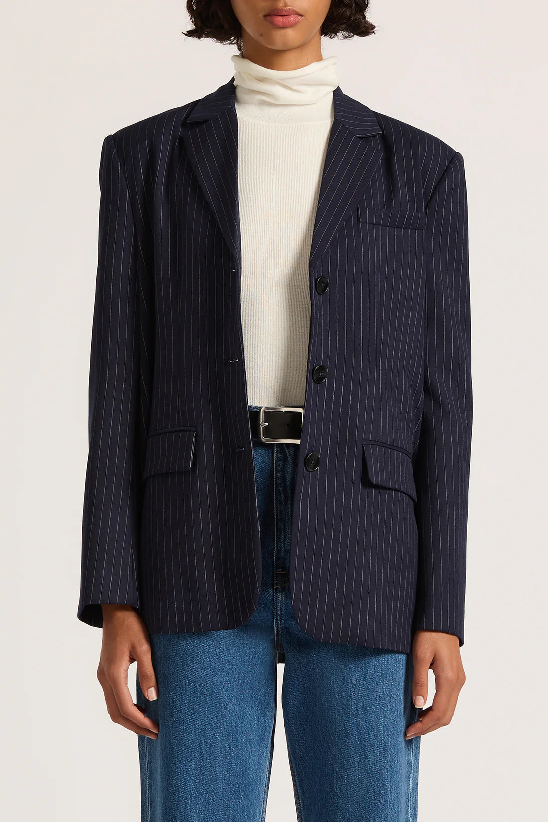 Nude Lucy | Bailey Pinstripe Blazer - Navy Pinstripe