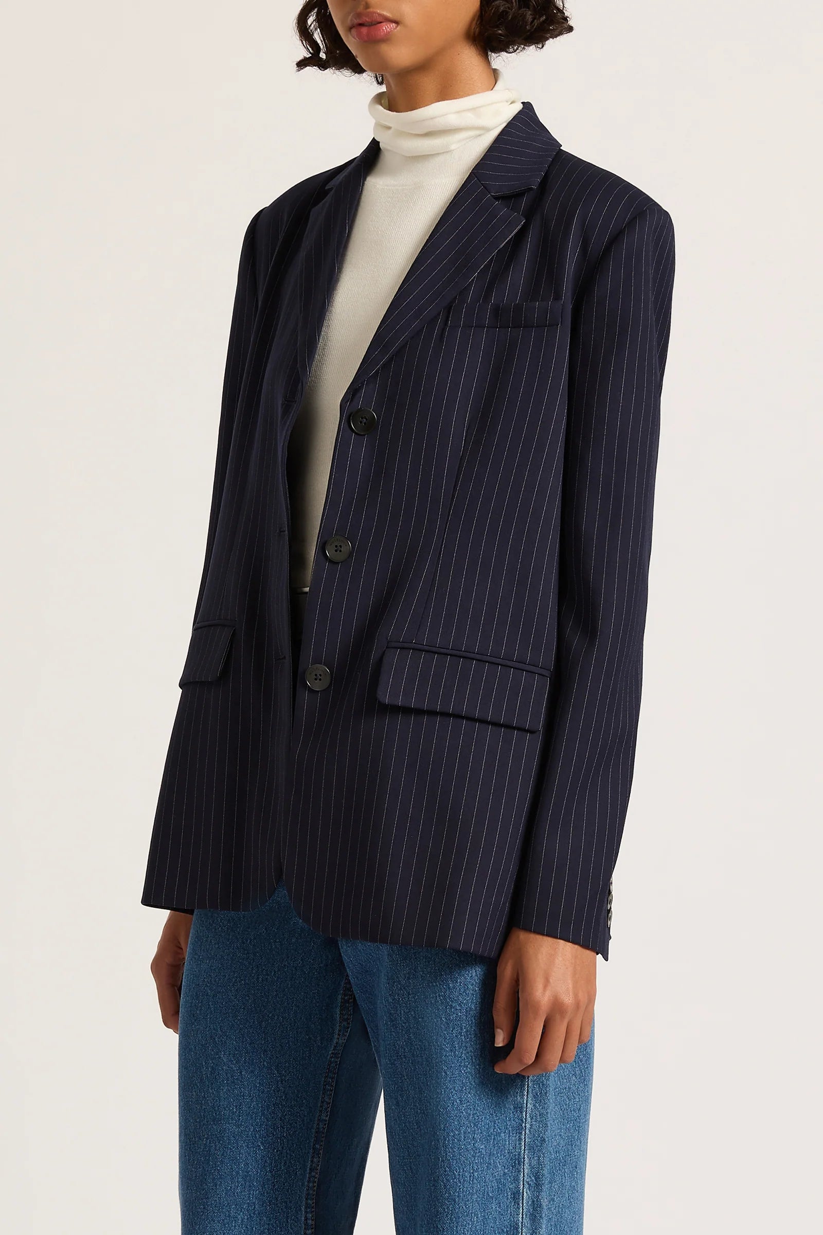 Nude Lucy | Bailey Pinstripe Blazer - Navy Pinstripe