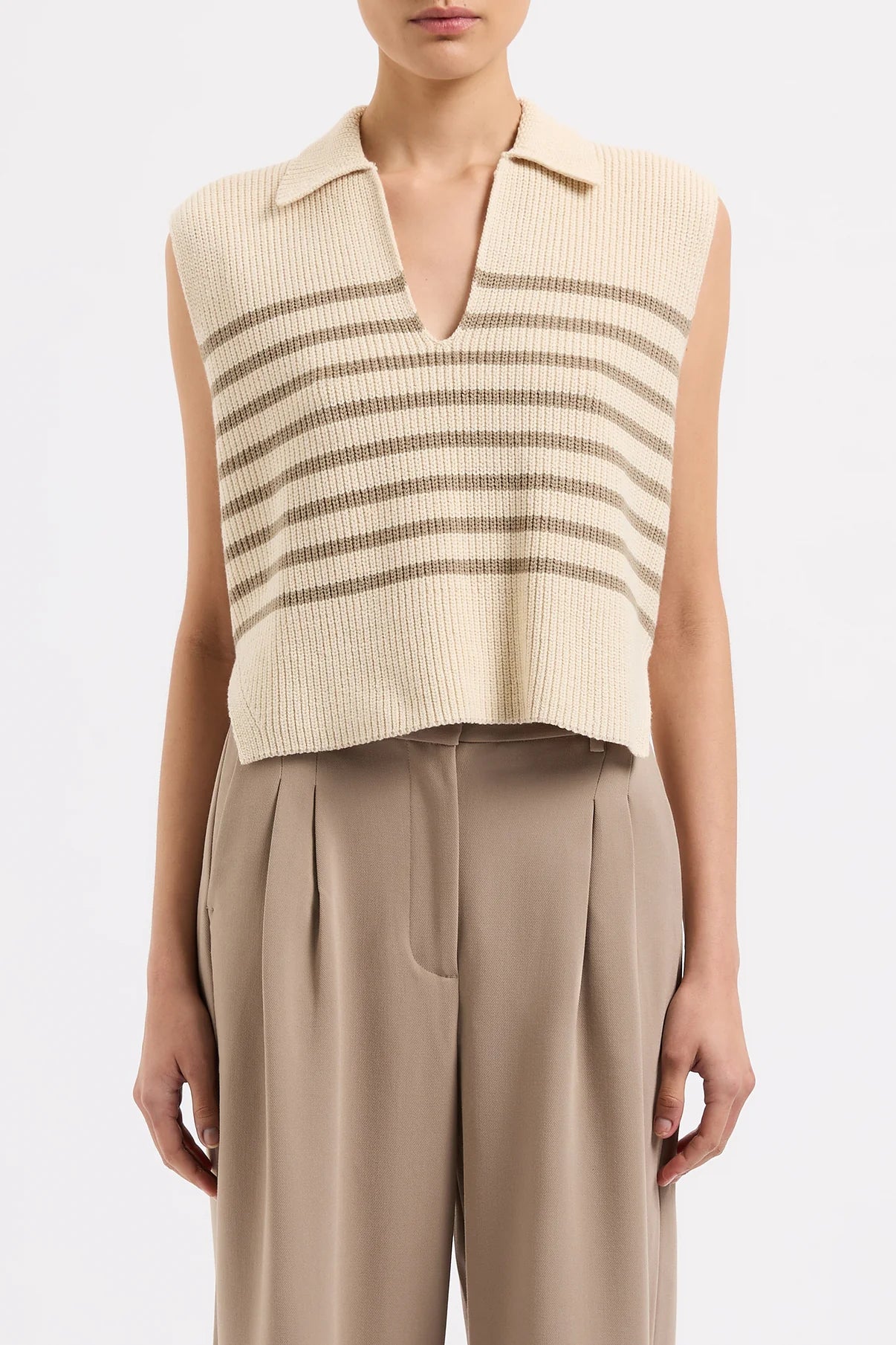 Nude Lucy | Enes Stripe Knit Vest - Chestnut Stripe