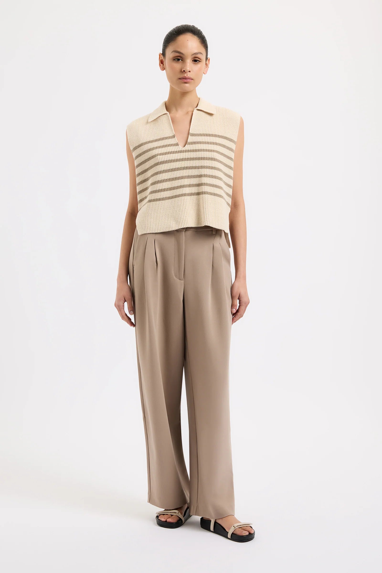 Nude Lucy | Enes Stripe Knit Vest - Chestnut Stripe