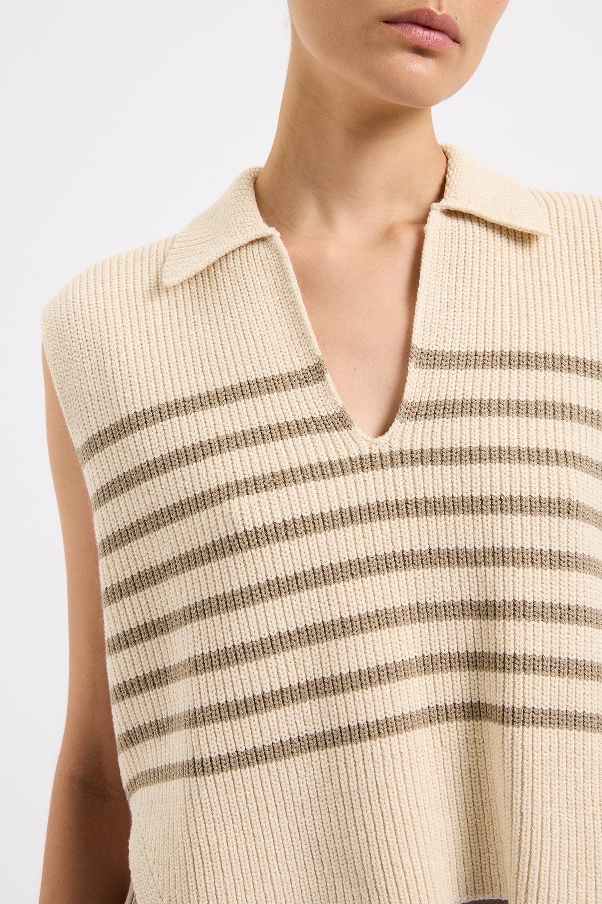 Nude Lucy | Enes Stripe Knit Vest - Chestnut Stripe