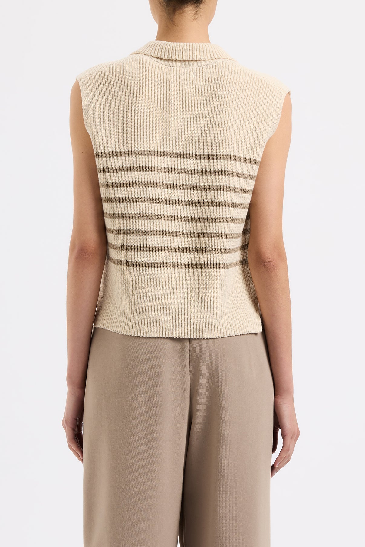 Nude Lucy | Enes Stripe Knit Vest - Chestnut Stripe