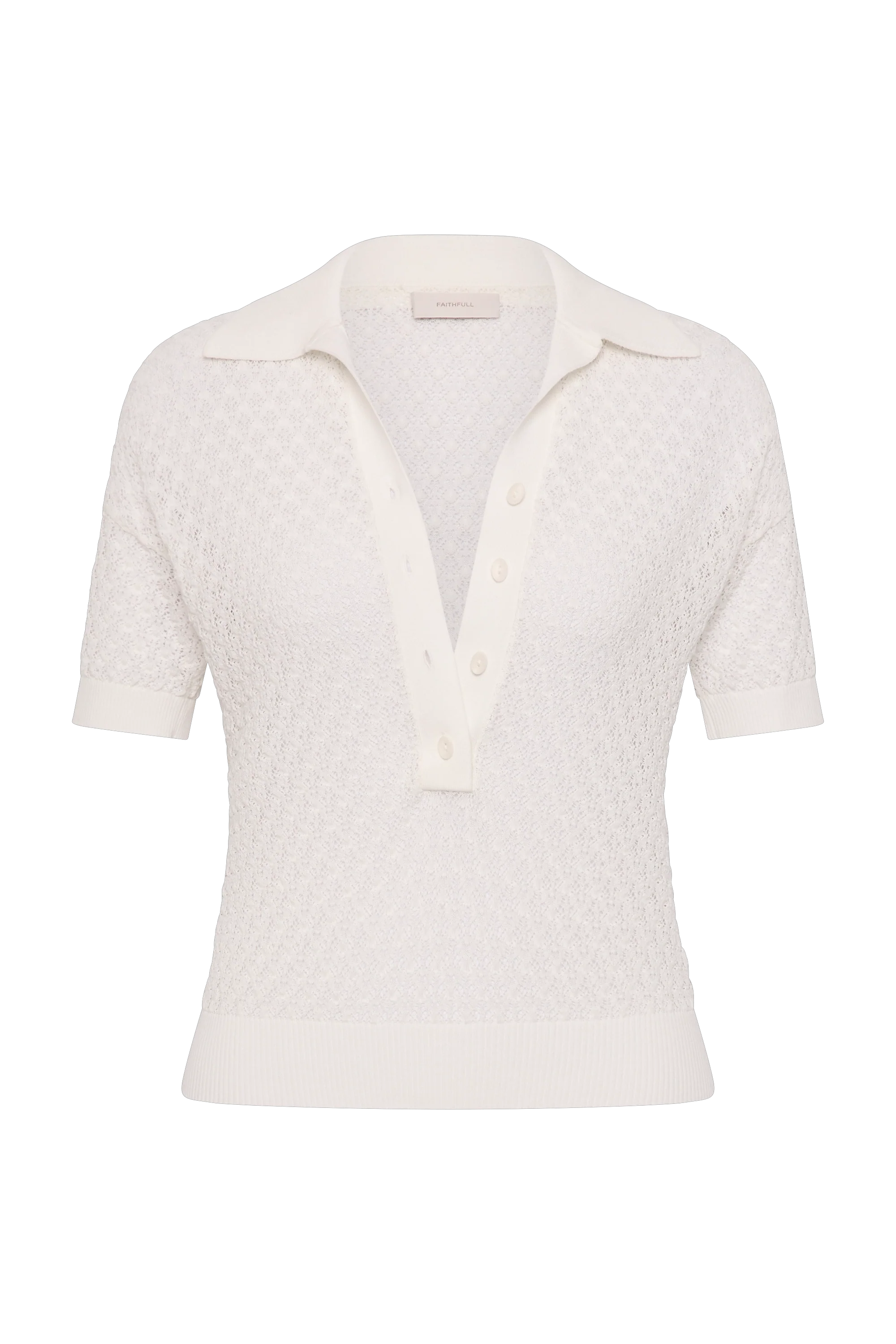 Faithfull The Brand | Lenna Polo Top - Pointelle Lace White