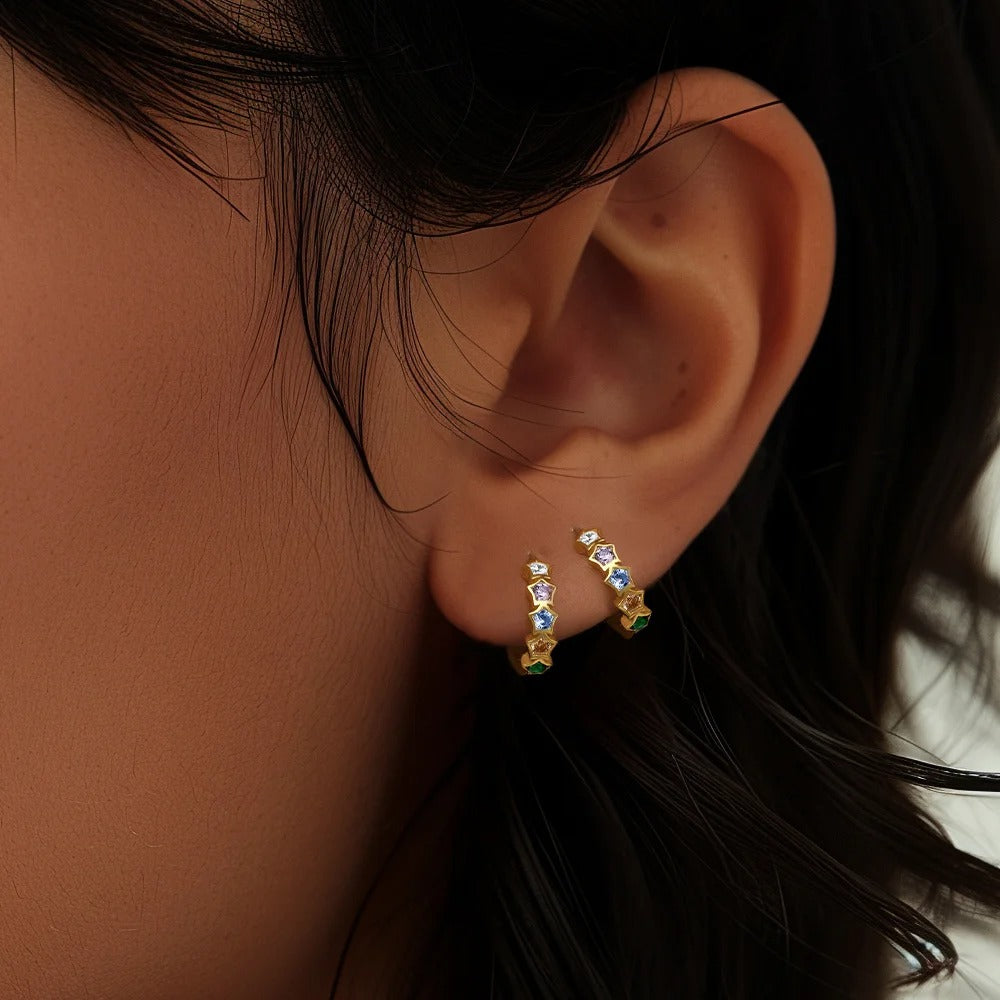 R&T |  Aelia Star Huggie Earrings