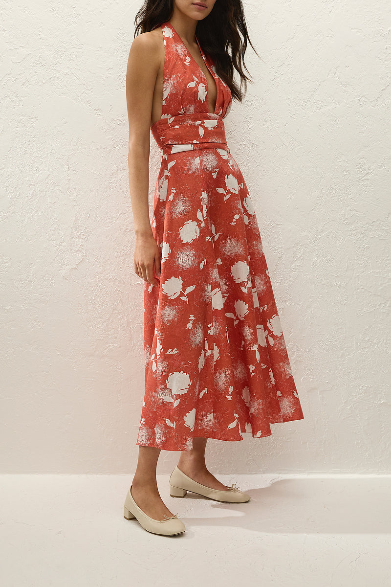 Faithfull The Brand | Bianca Midi Dress - Sunrose Rosso