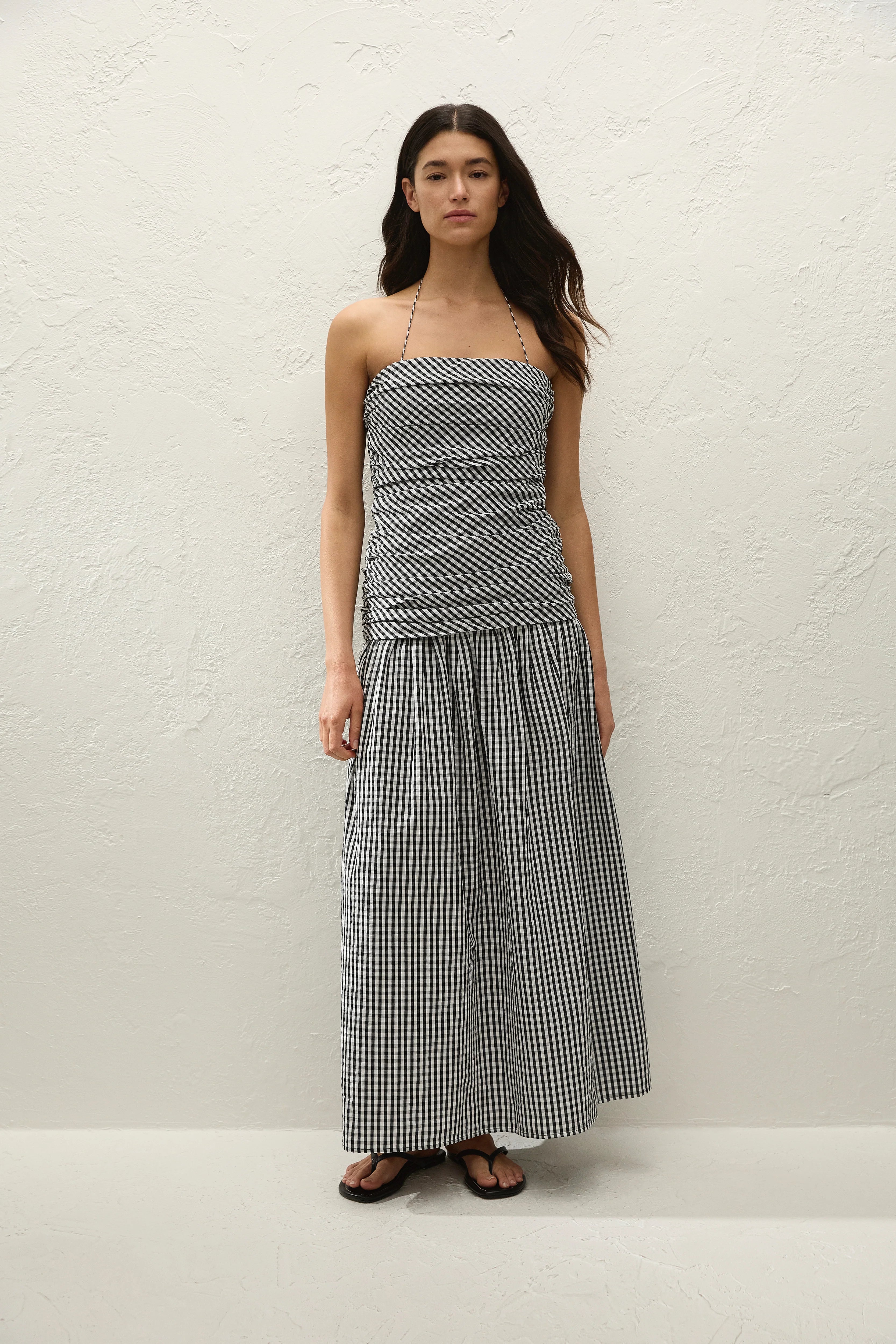 Faithfull The Brand | Vento Midi Dress - Black Textured Gingham