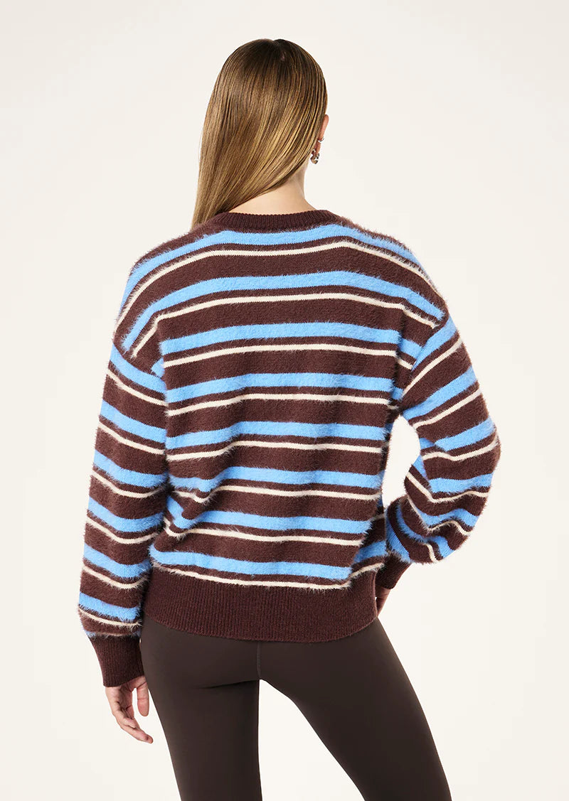 PE Nation | Sable Stripe Knit Bomber - Coffee Stripe