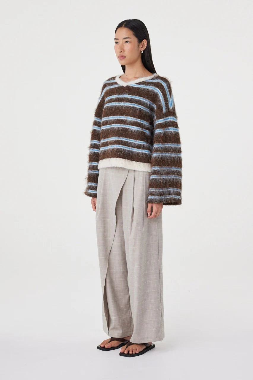 Arcaa Movement | Lucca Sweater - Espresso & Blue Stripe
