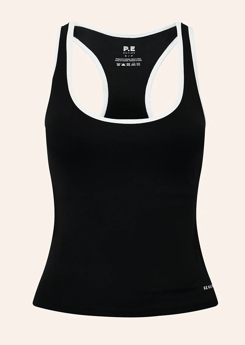 PE Nation | Stellar Scoop Tank - Black/White