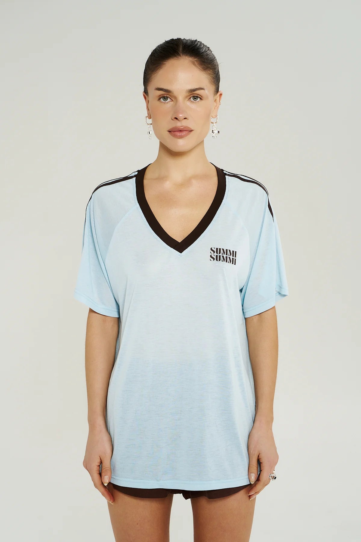 Summi Summi | V Neck Jersey Tee - Ice