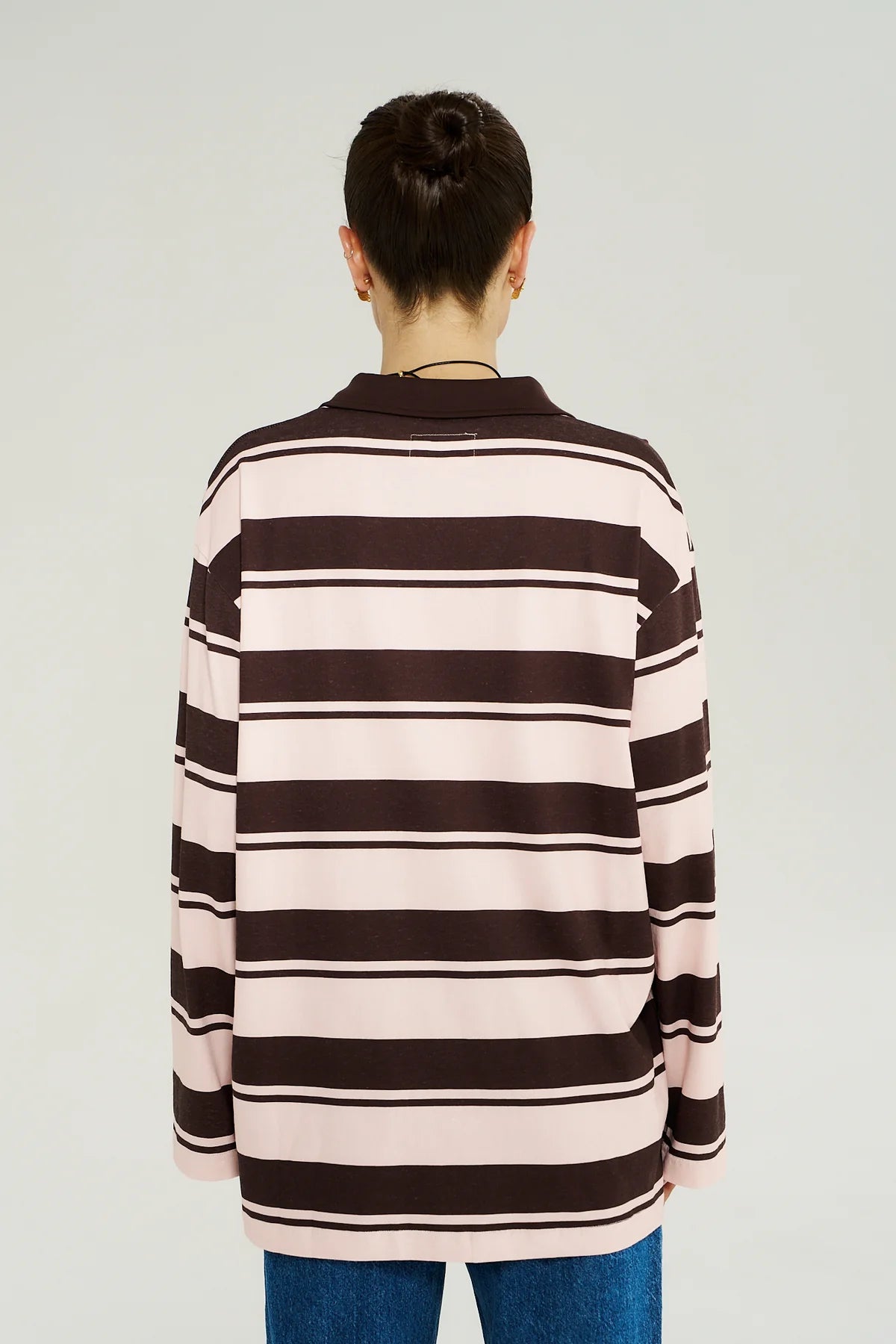 Summi Summi | LS Polo Top - Choc Rose Stripe