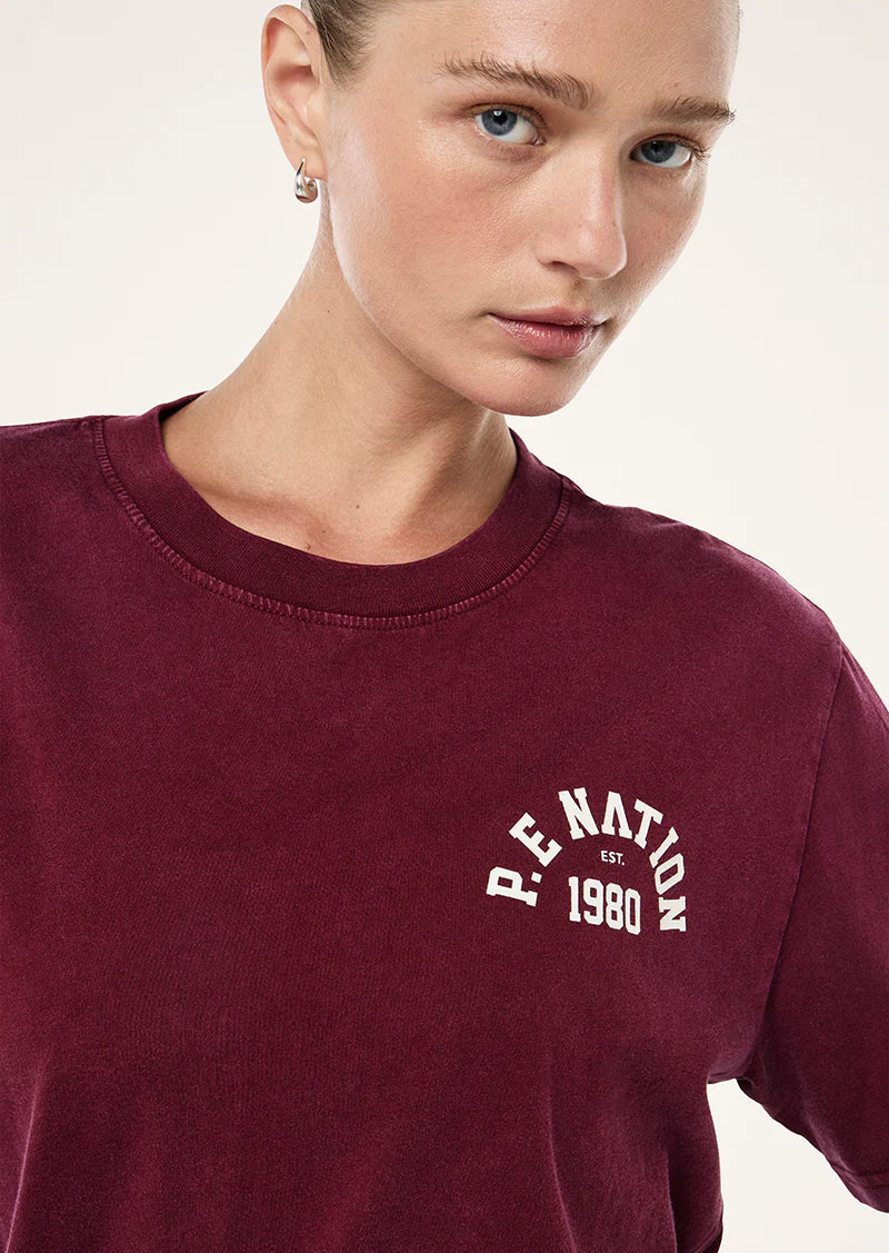 PE Nation | Swerve Tee - Washed Cabernet