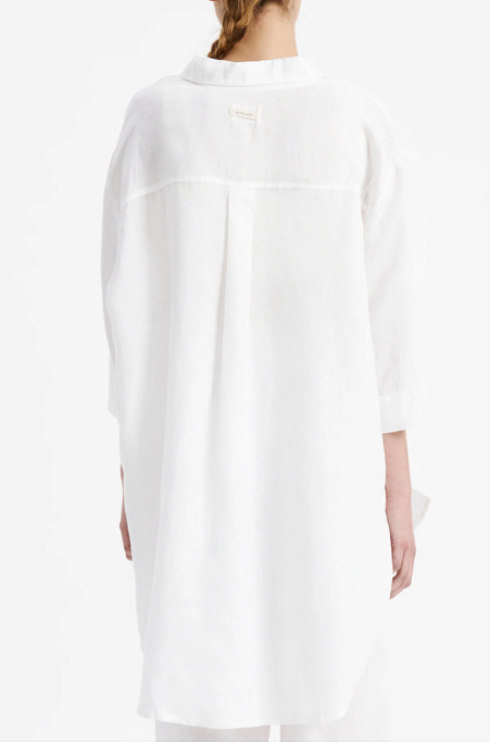 Nude Lucy | Lounge Linen Longline Shirt - White